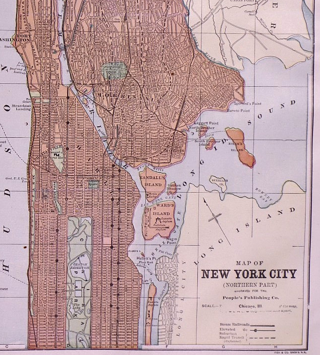 Antique 1891 Map ~ New York City – Central Park Area, New York – 11×14