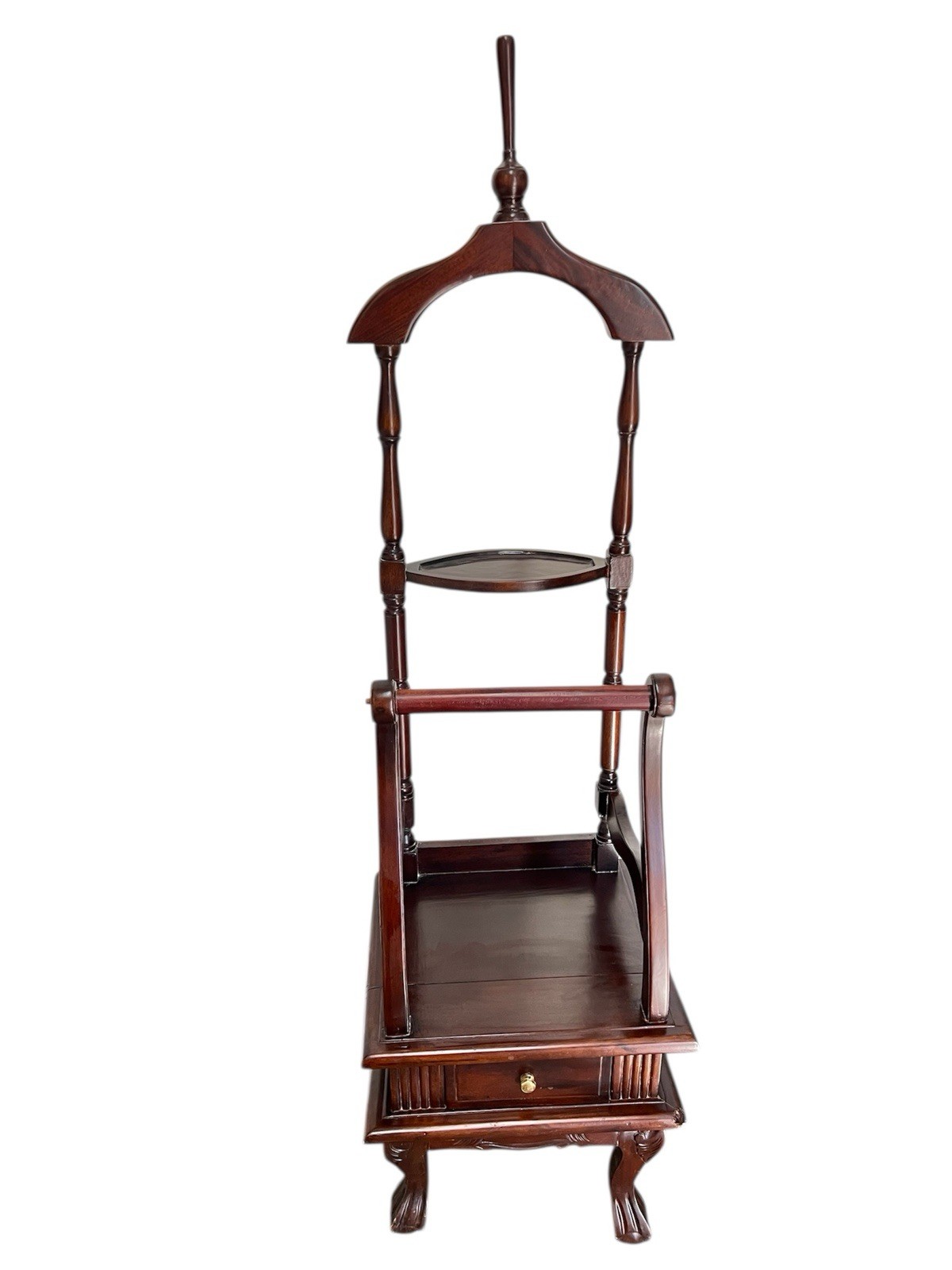 Antique Chippendale-Style English Oak Gentlemen’s Valet Clothes Stand