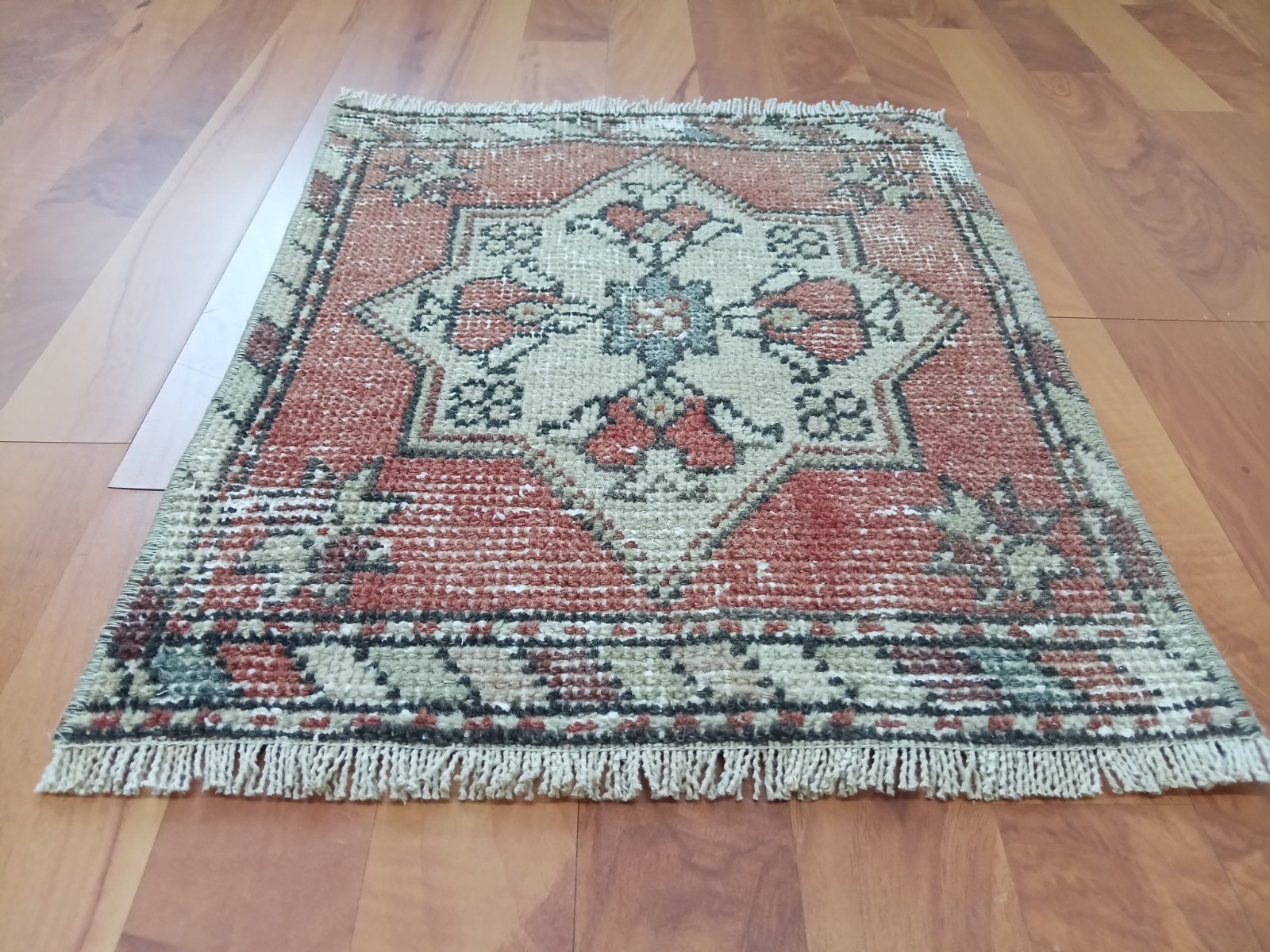 Old Handmade Village Rug Natural Wool and Cotton Rug Free Shipping Rug