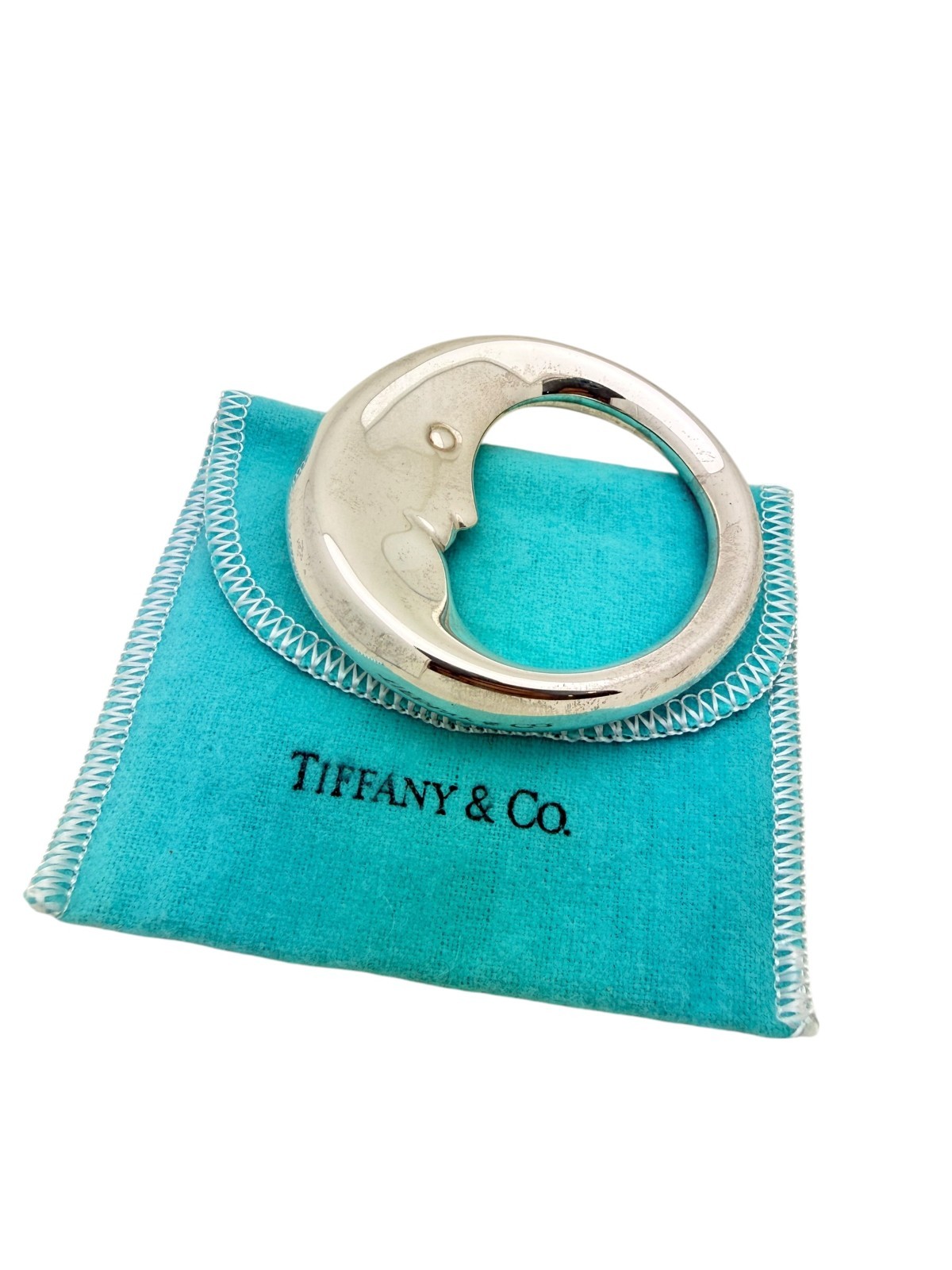 Tiffany & Co. Sterling Silver Man In On The Moon Baby Rattle – Pouch