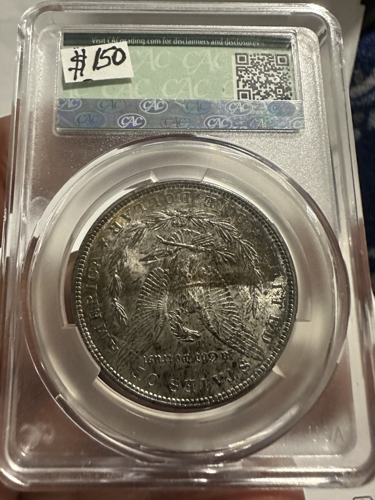 1889-P Morgan Silver Dollar Rainbow Toned MS63 CAC Certified