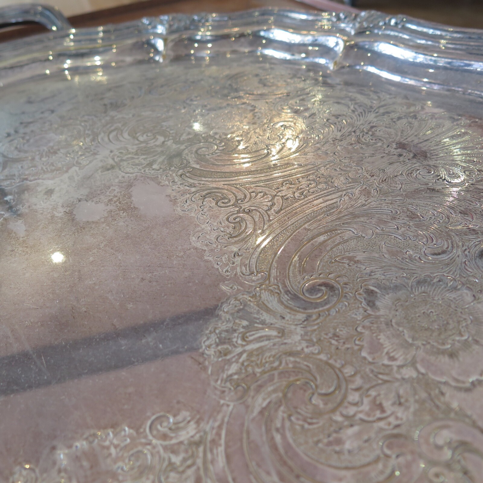 Large Engraved Reed & Barton, USA ‘Winthrop’ Silverplate Serving Tray, 76cm wide
