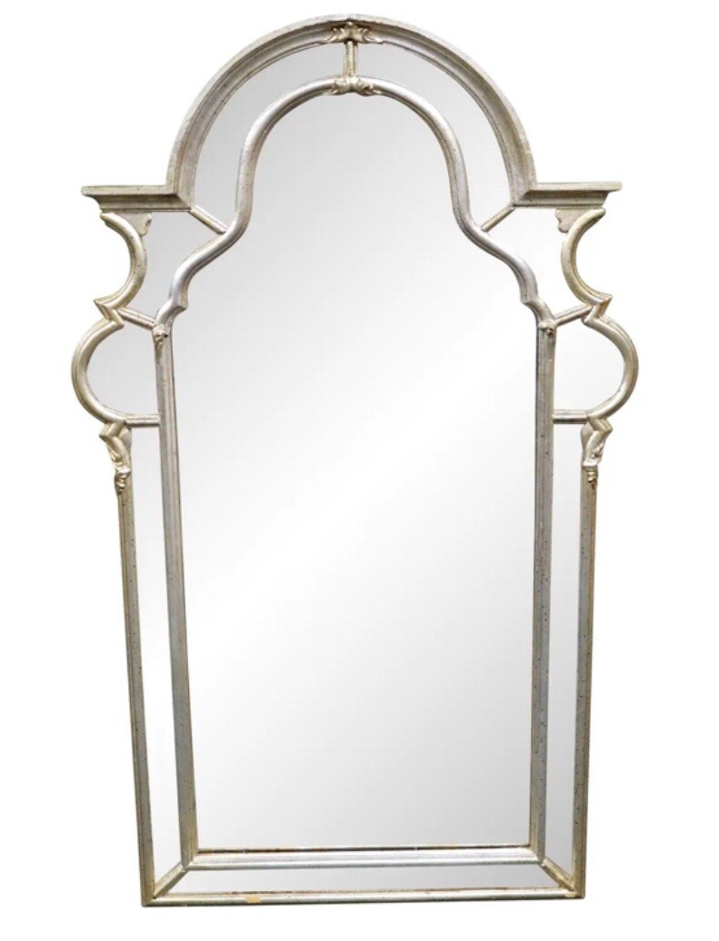 La Barge Mid Century Italian Regency Style Silver Gilt VTG MCM Mirror {~46”x28”}