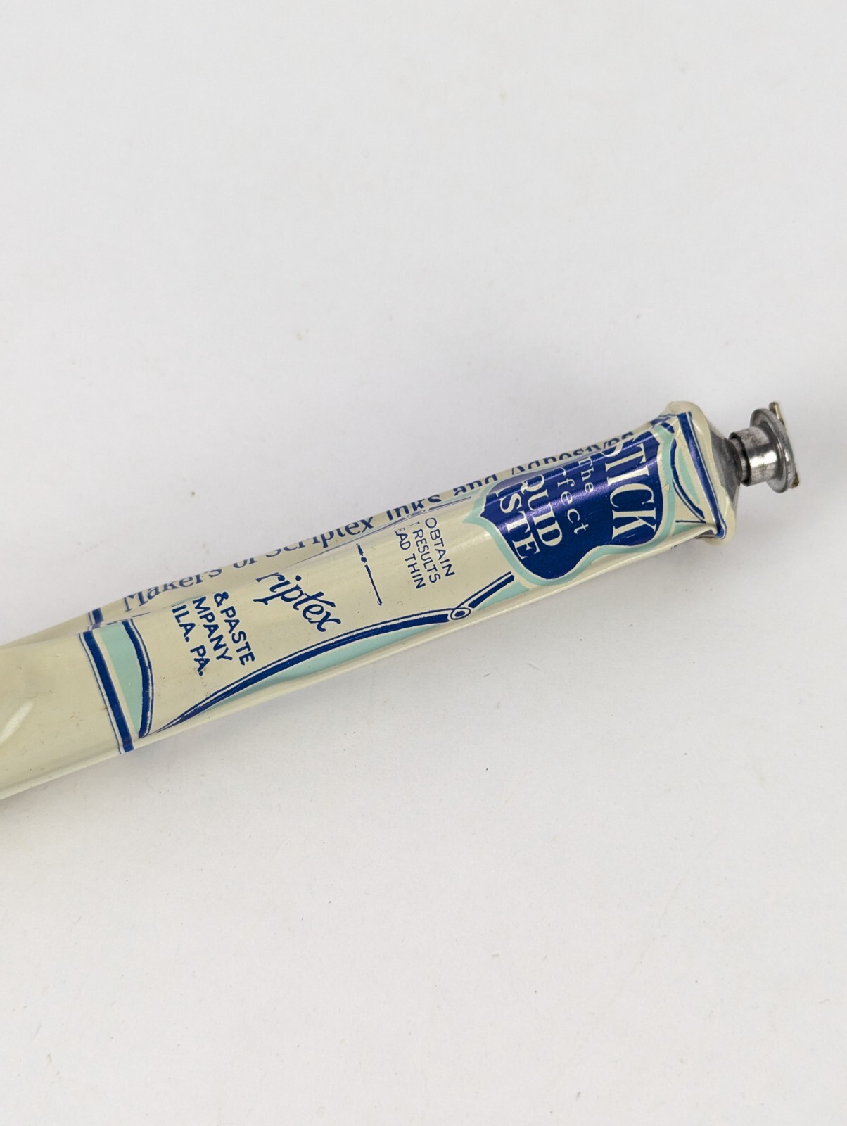 Rare Antique Scriptex Pastick Liquid Paste Tube NOS 1890–1915 Art Collectible