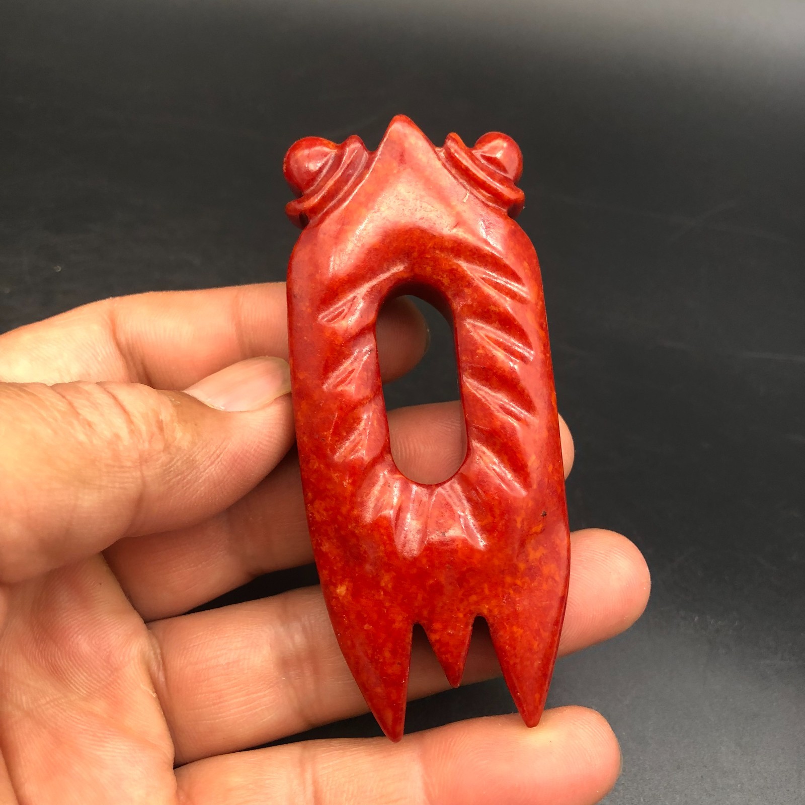 Old Hongshan Culture Jade Hand-Carved Fengshui Cicada Amulet Pendant,Y061