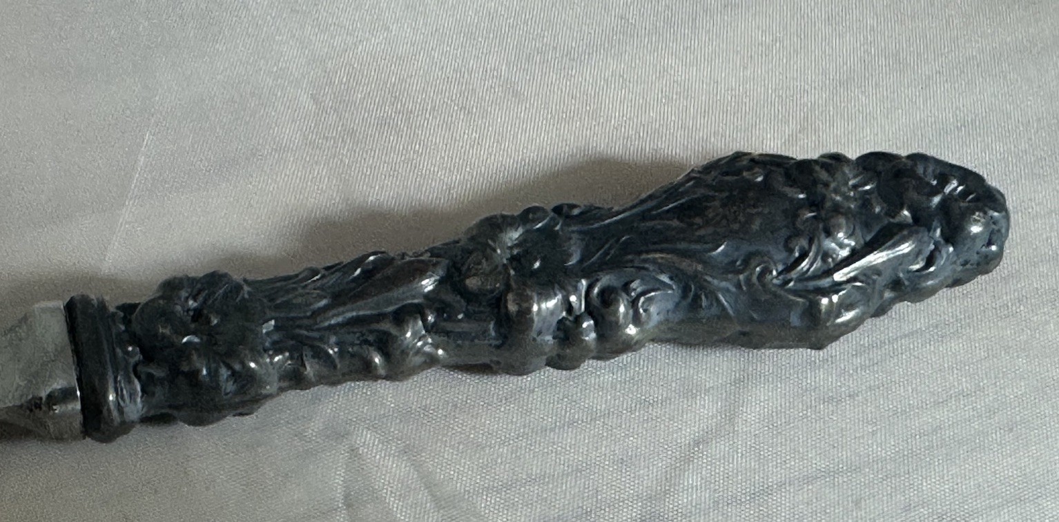 Vintage Gorham Letter Opener w/ Sterling Silver Handle Repousse Lily Floral 7.5”