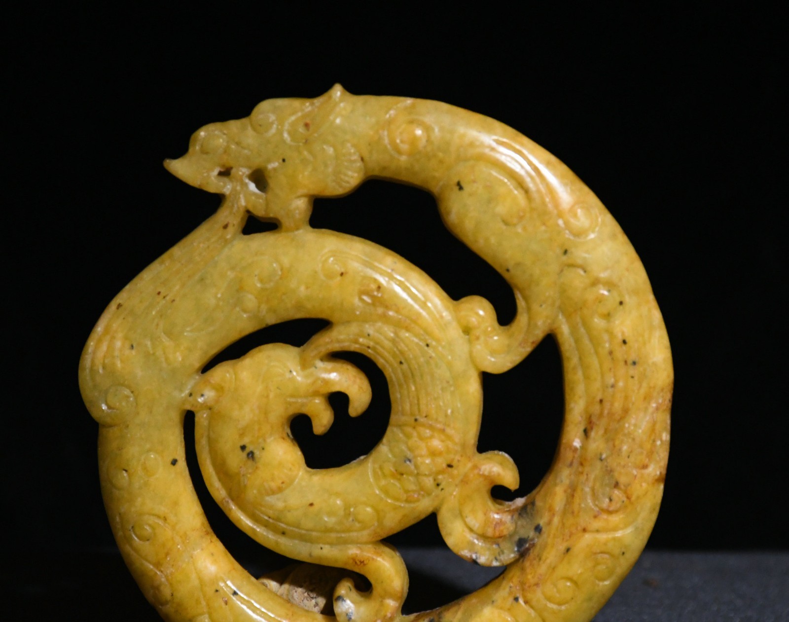 7CM China Hongshan Culture Old Jade Carved Dragon Beast Animal Amuelt Pendant