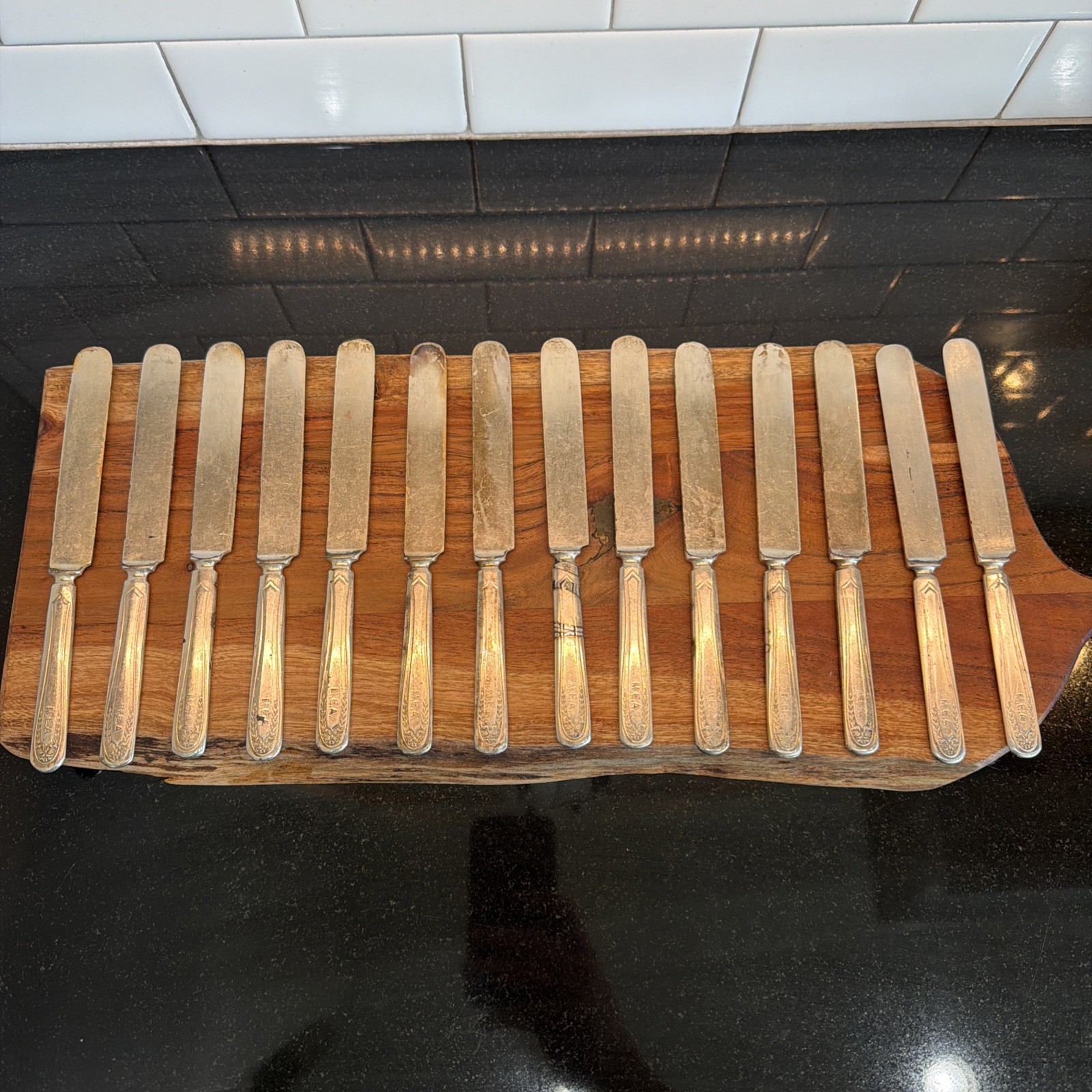 Set 13 Oneida BRIDAL WREATH Silverplate Blunt Knives~ 9 1/4 in. PAR PLATE Solid