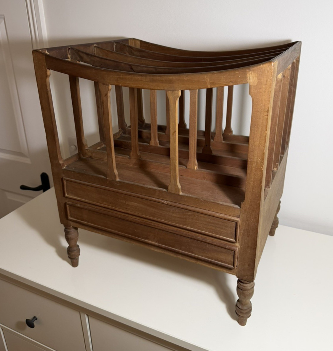 Vintage Mahogany Canterbury Magazine Rack 2 Drawer Side Table 55cm PROJECT