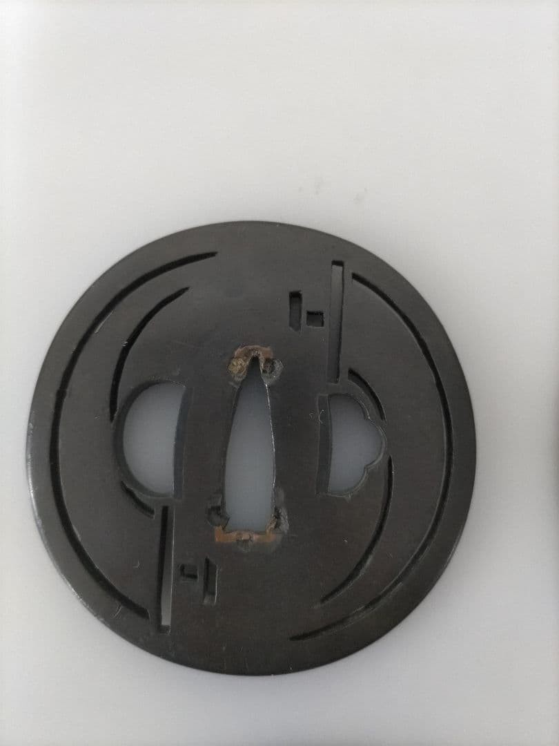 Japanese Samurai Sword Tsuba Openwork Shibuichi Antique Fitting