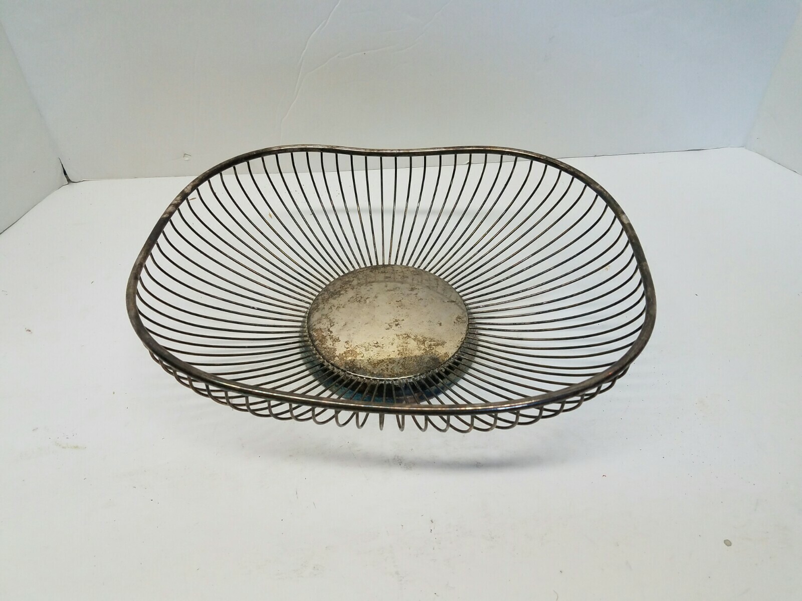 Vntg PM Italy Silver Plated Wire Fruit Basket Bowl Midcentury