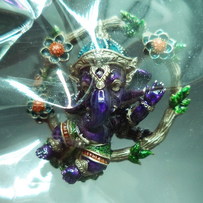 HINDU GOD GANESHA TINY V.1 BRONZE PURPLE RONGYA LP VIJIT THAI AMULET JEWELRY