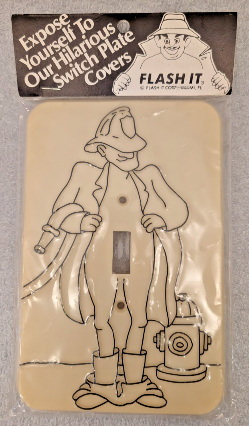 VTG 1970’s Flash It Corp Fireman Light Switch Cover Novelty Switchplate Naughty