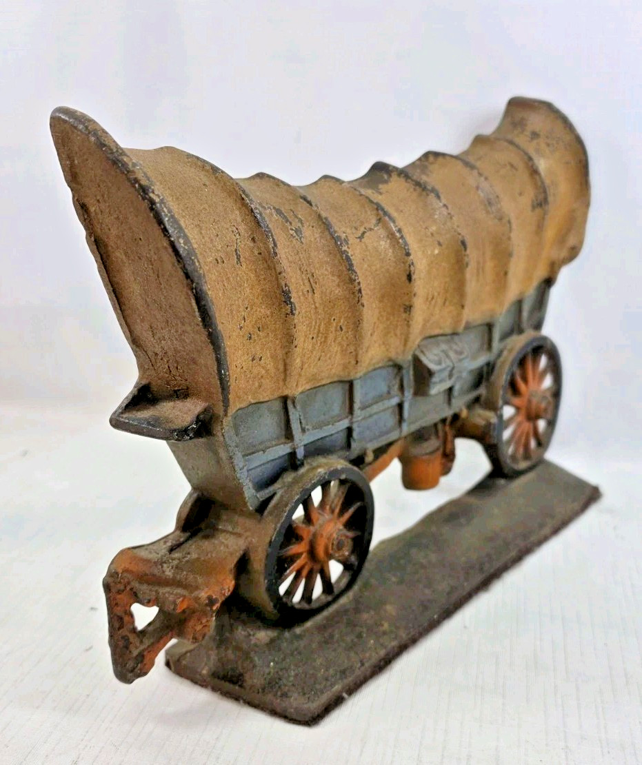 Conestoga Covered Wagon Doorstop Western Prairie Frontier Texas Cattle Antique
