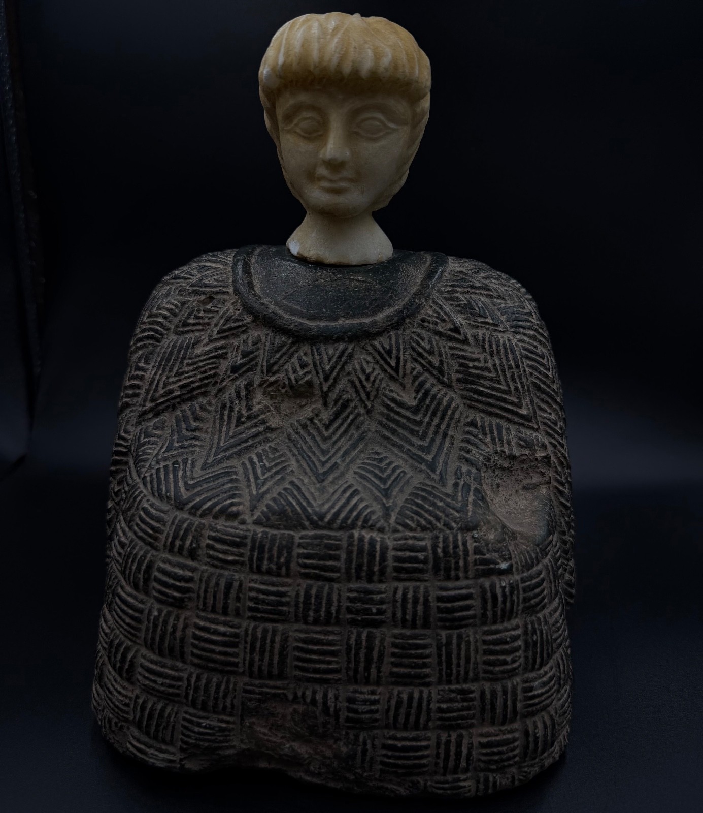 Ancient Bactrian Idol Bactria Chlorite Stone Composite Prince Statue 5 kg