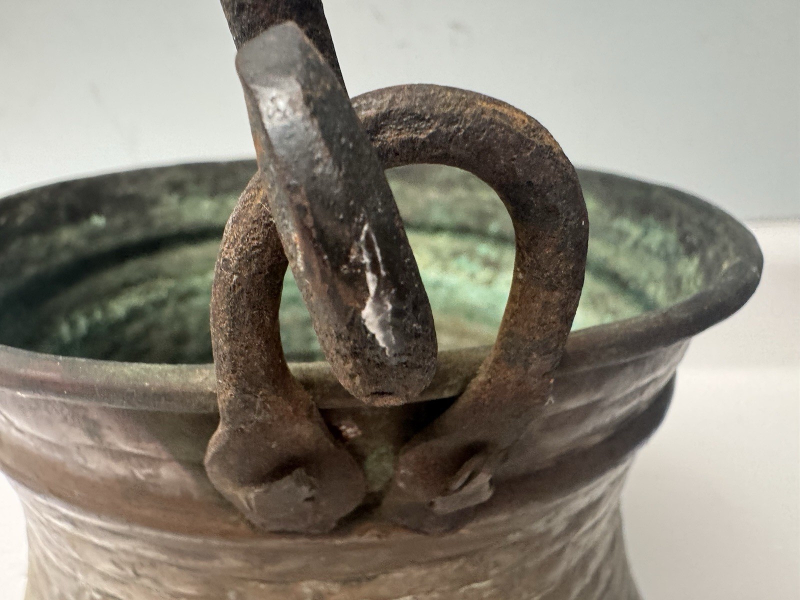 Antique Middle Eastern Copper Hanging Cauldron Kettle Country Decor