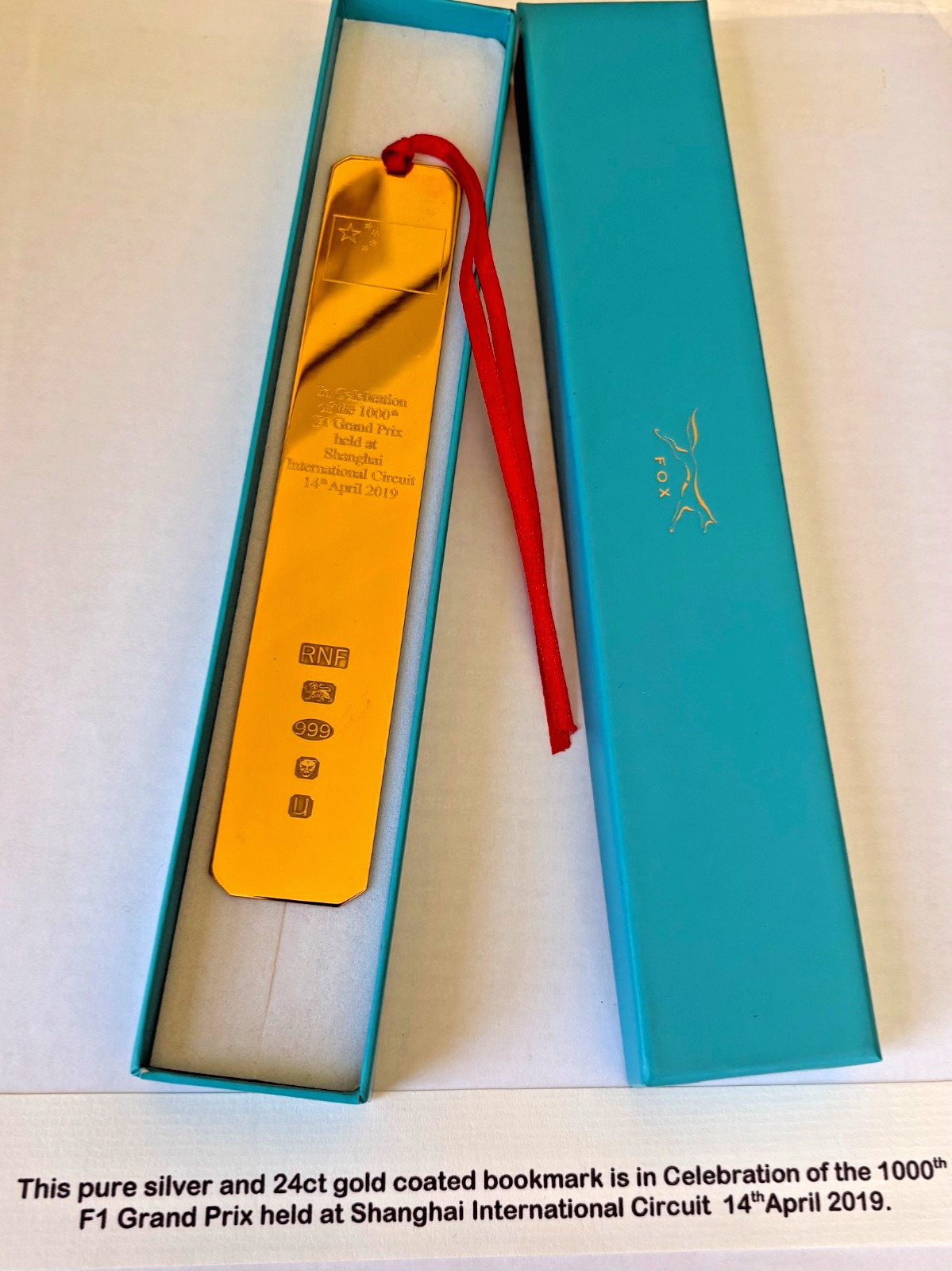 Formula 1 Fine Silver Gilt Bookmark – Fox Silver – 28g Limited