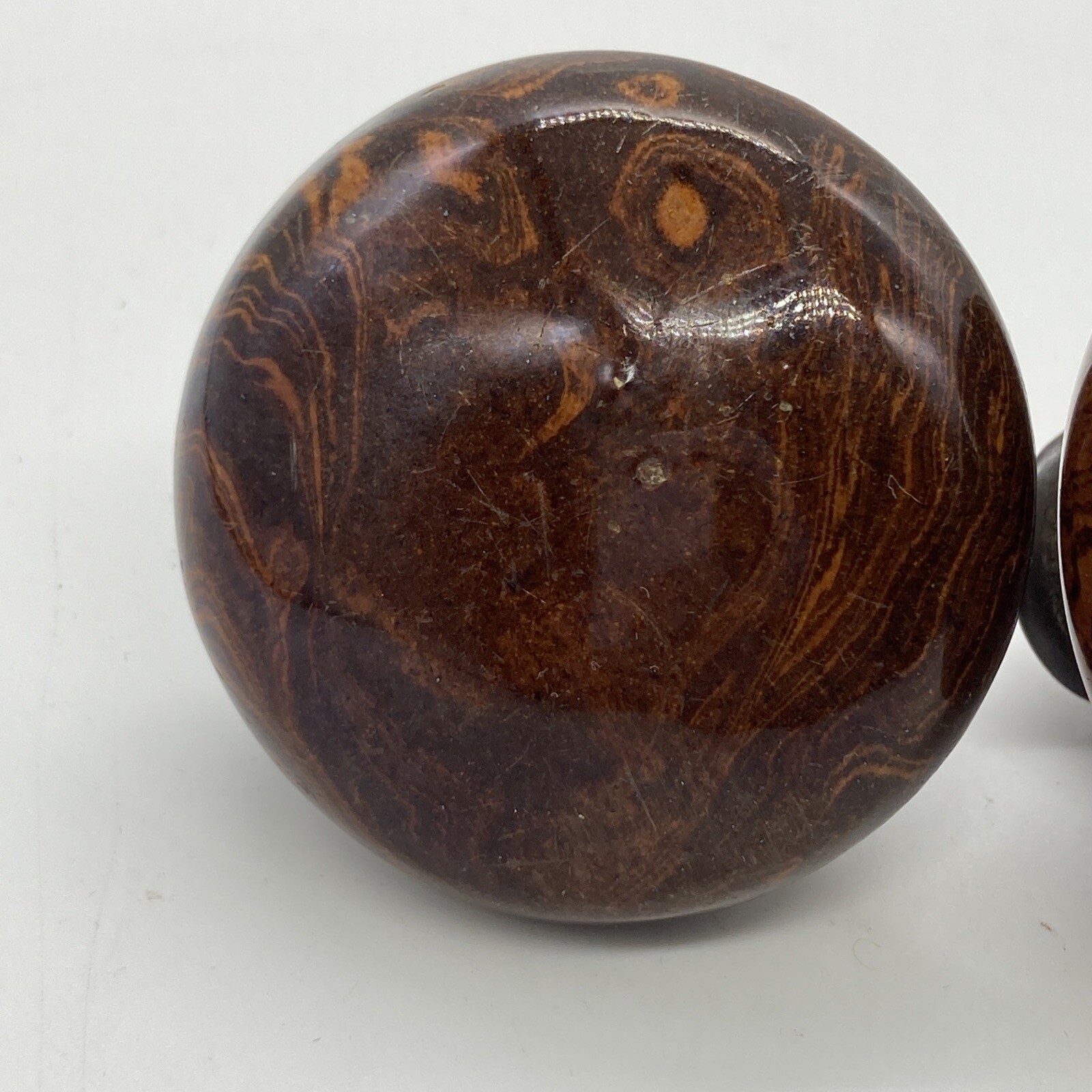 Two Vintage/Antique Door Knobs Marble Brown Swirl
