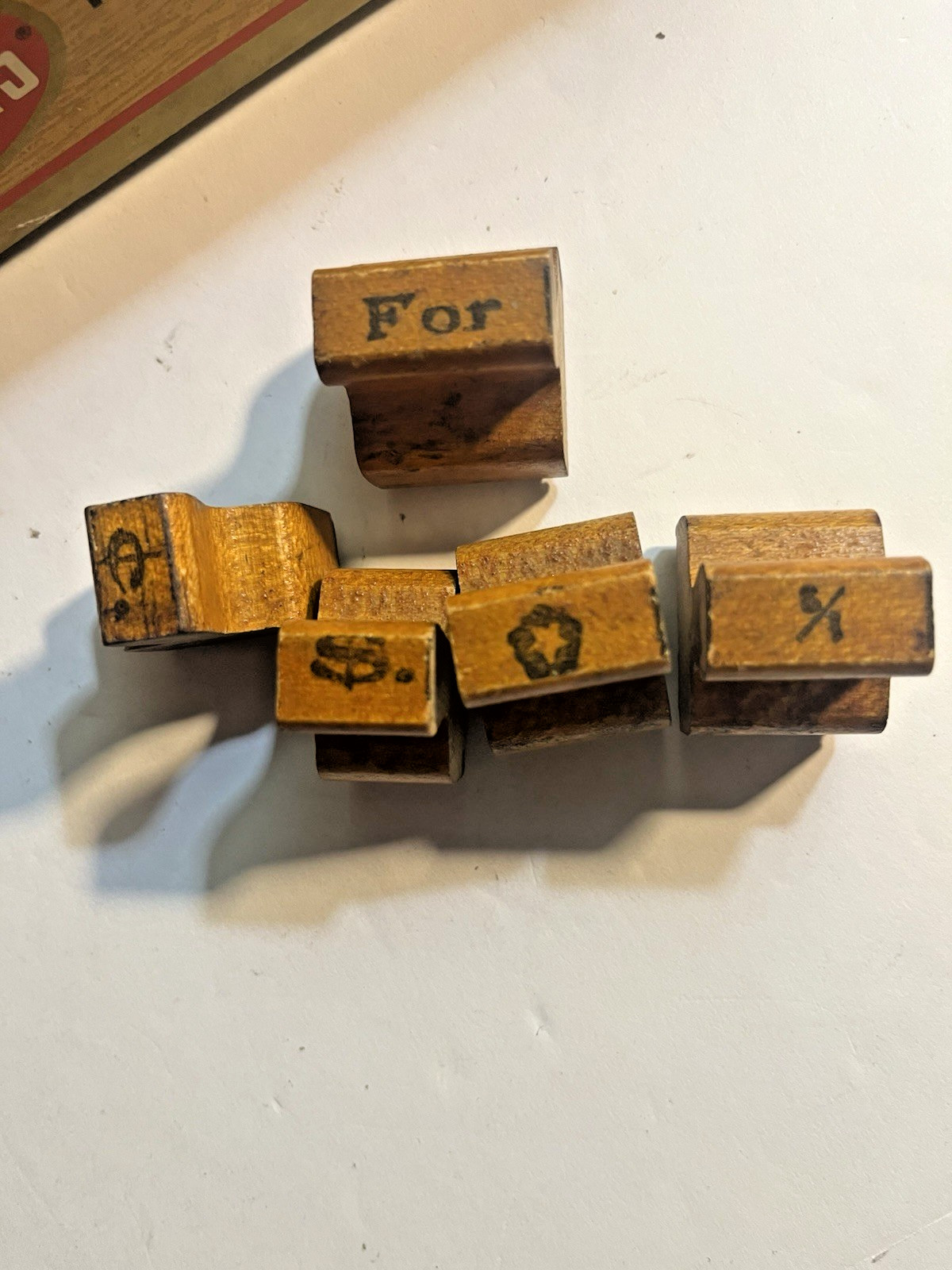 Wonderful Set c 1900 Alphabet-Numbers-Extra Signs Individual Wood Stamps