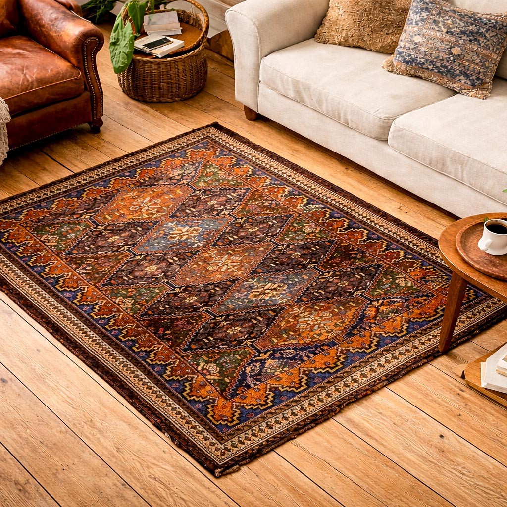 Nice Antique Tribal Area Rug Primitive Geometric Pattern 67 X 55