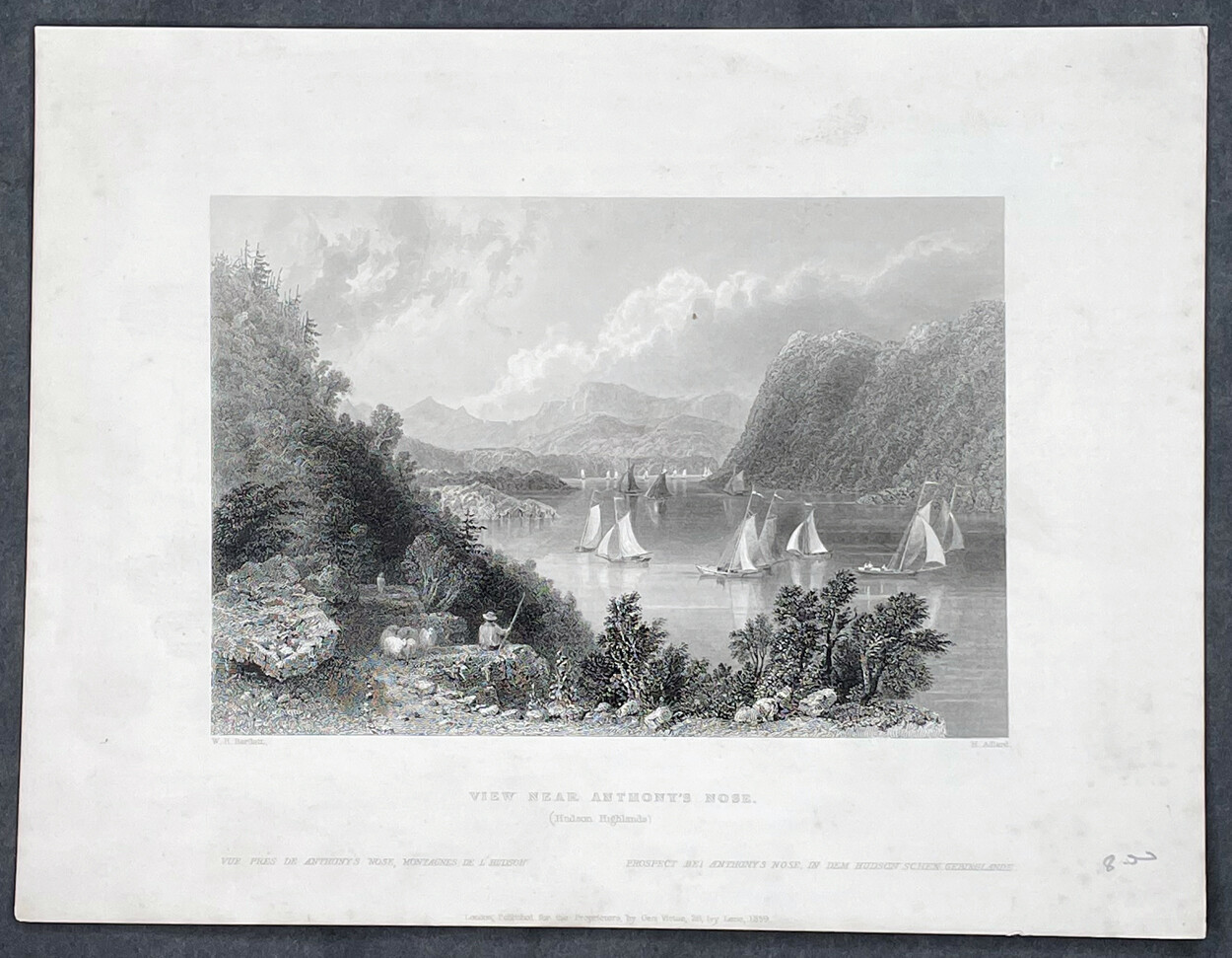 1840 William Bartlett Antique Print Anthonys Nose in Westchester County New York