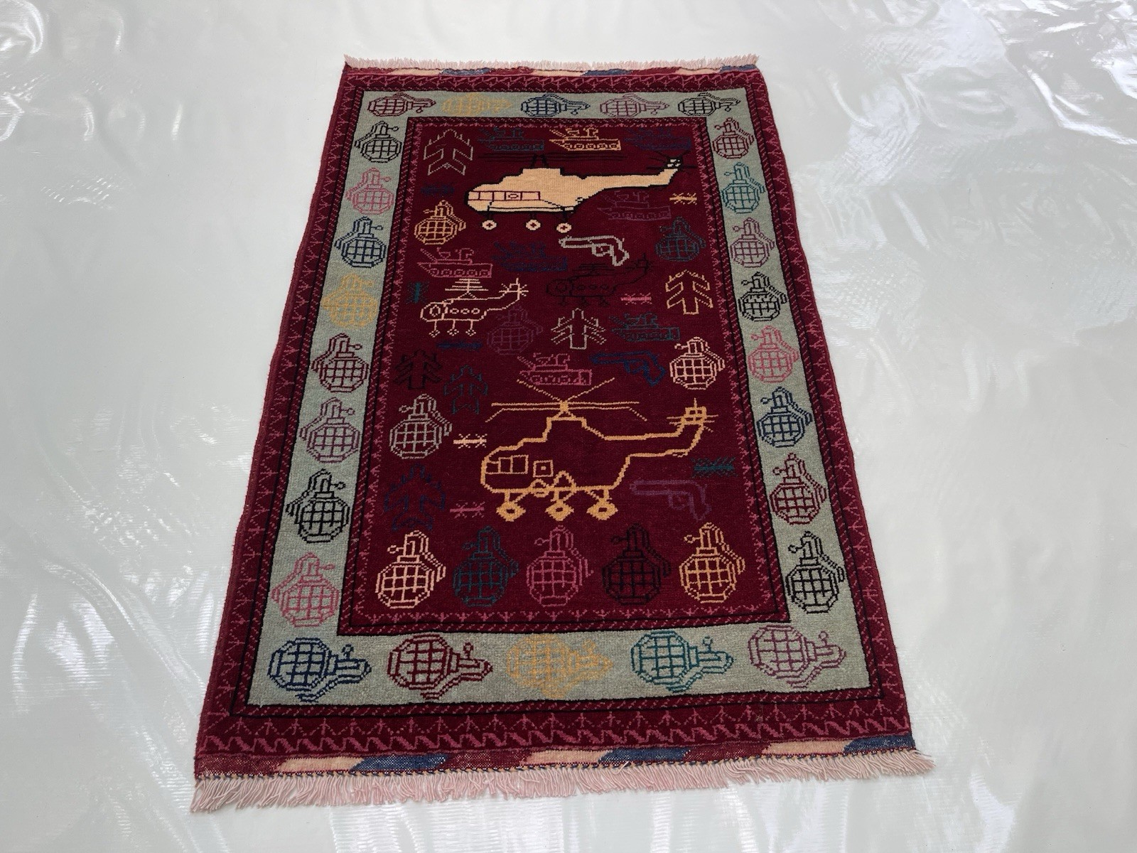 #561 Afghan War Rug War Rug Beautifully Made Wool Rug Handicrafts 129×84 Cm