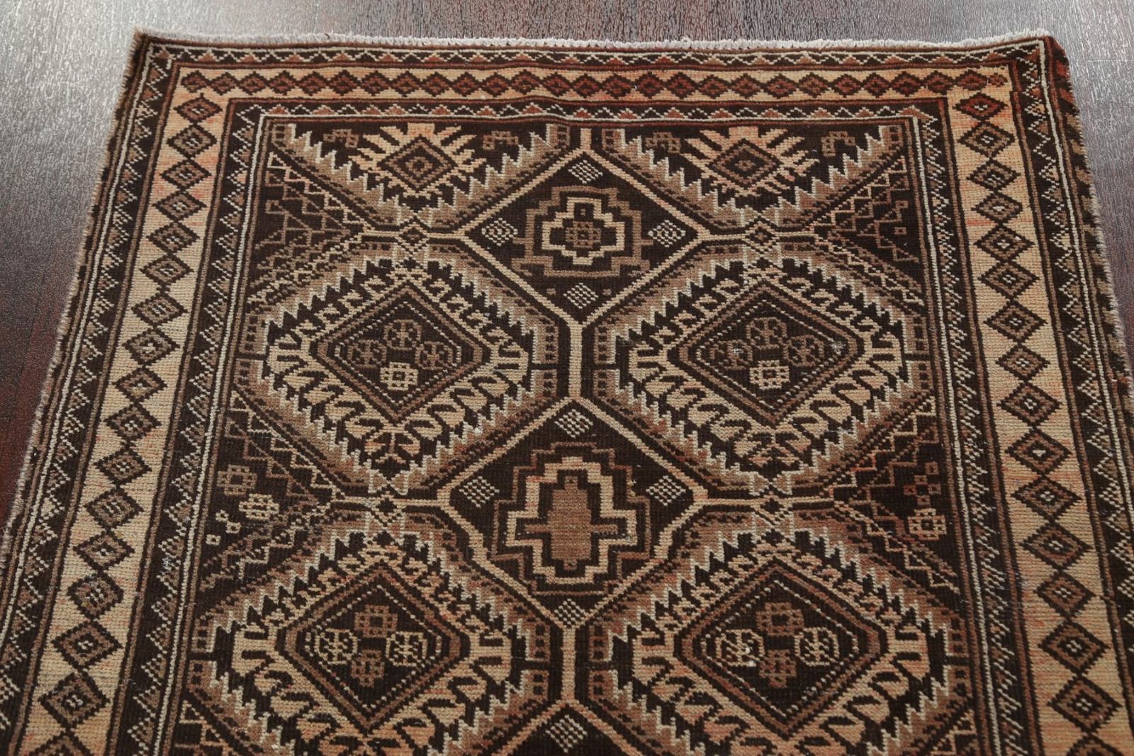 Traditional Geometric Pattern Accent Rug 4×6 ft Hand-knotted Wool Vintage Carpet