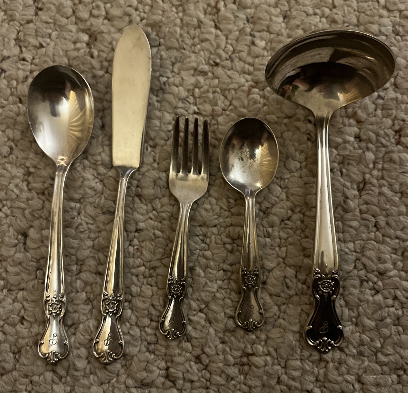 Old Company Plate Flatware Silverware 55 Pieces & Case/ Rose