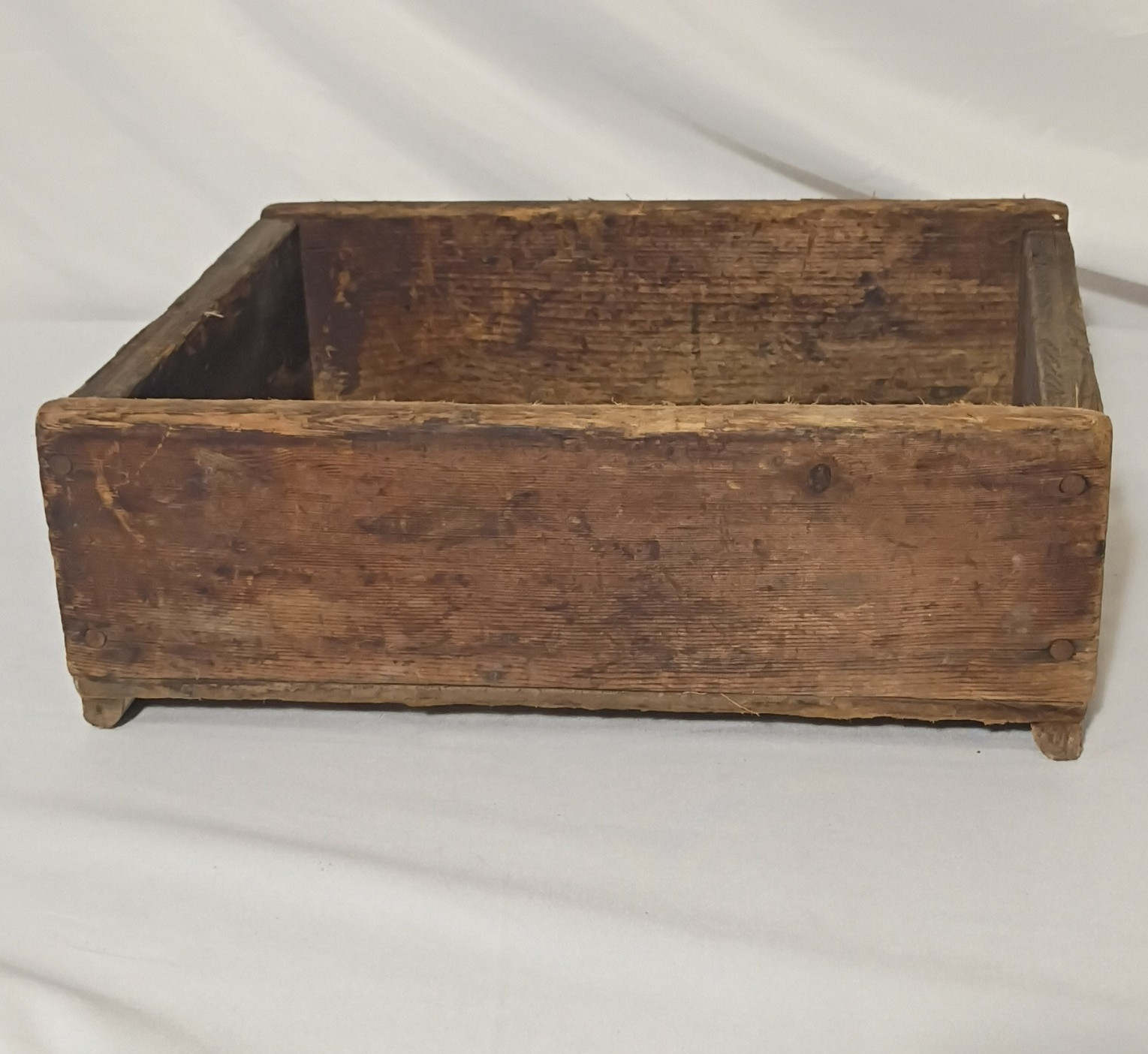 Primitive Wood Box Crate Storage Medium Wood Tone Approx 14×11 3/8 x4 1/5 in