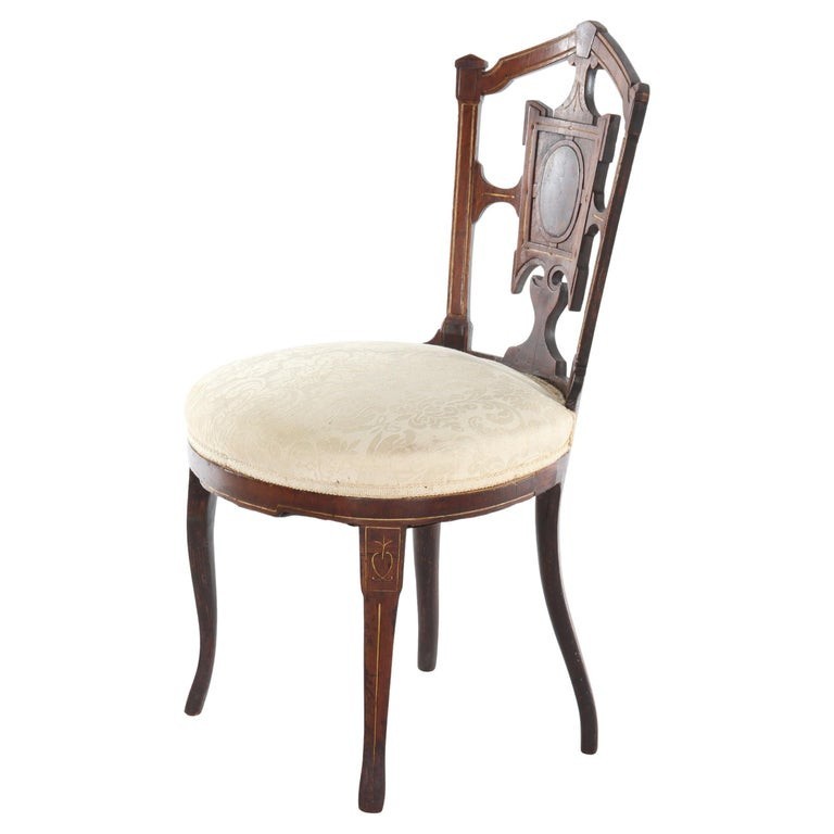 Antique Carved Belter Victorian Rosewood & Burl Boudoir Chair C1860