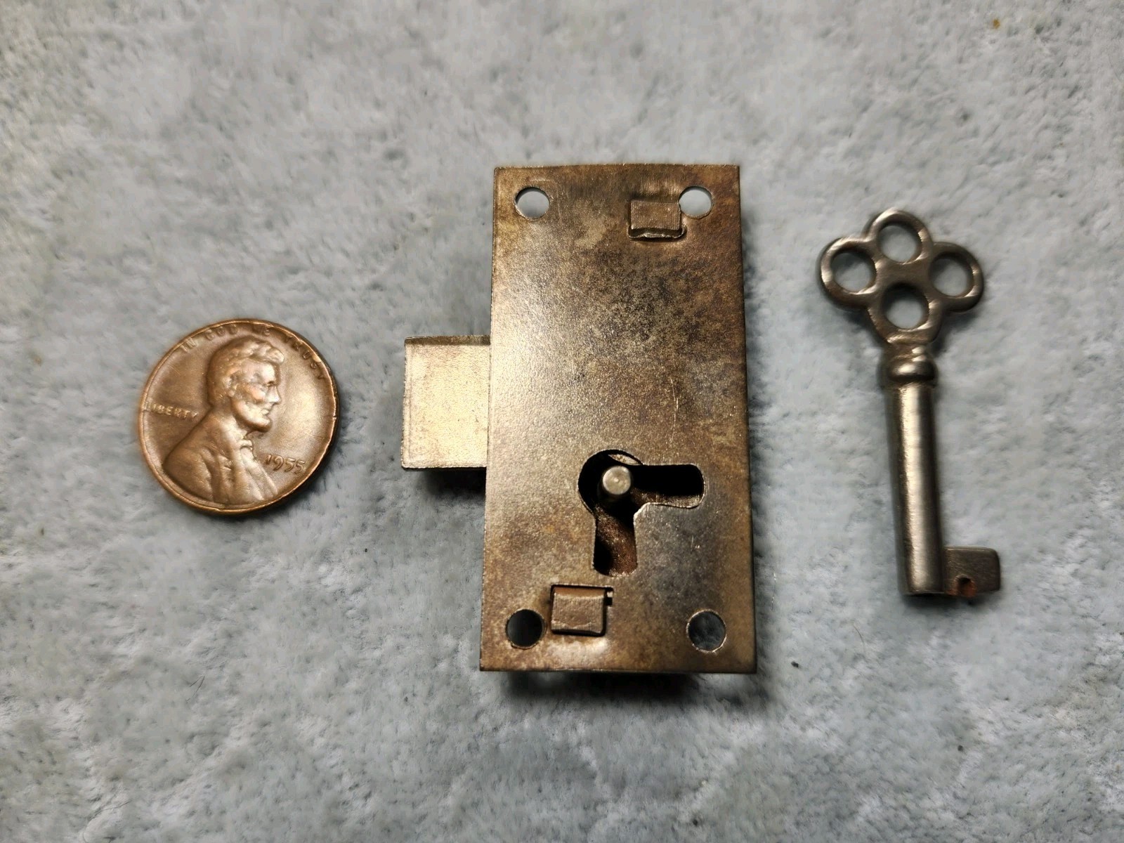 Narrow Cupboard Door Lock Surface Mounted W. Germany