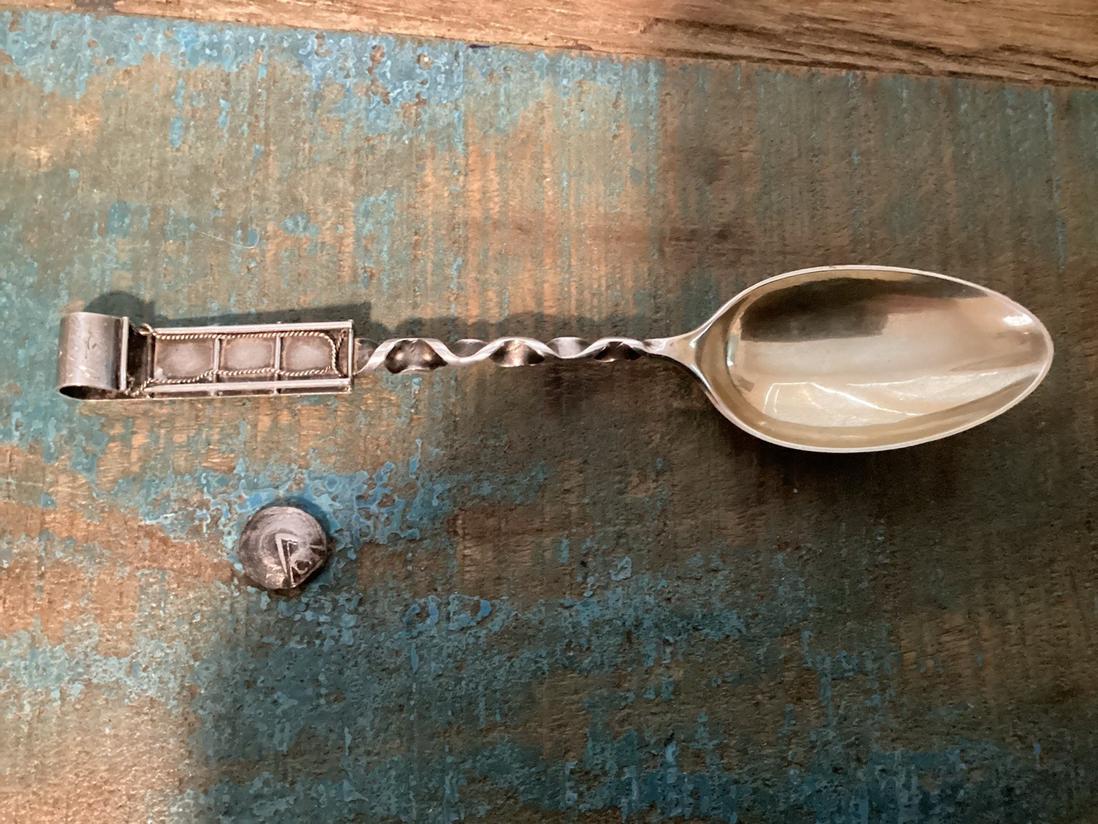 Antique Engraved 1892 Sterling Silver Souvenir Spoon Figural Sleigh/Sled