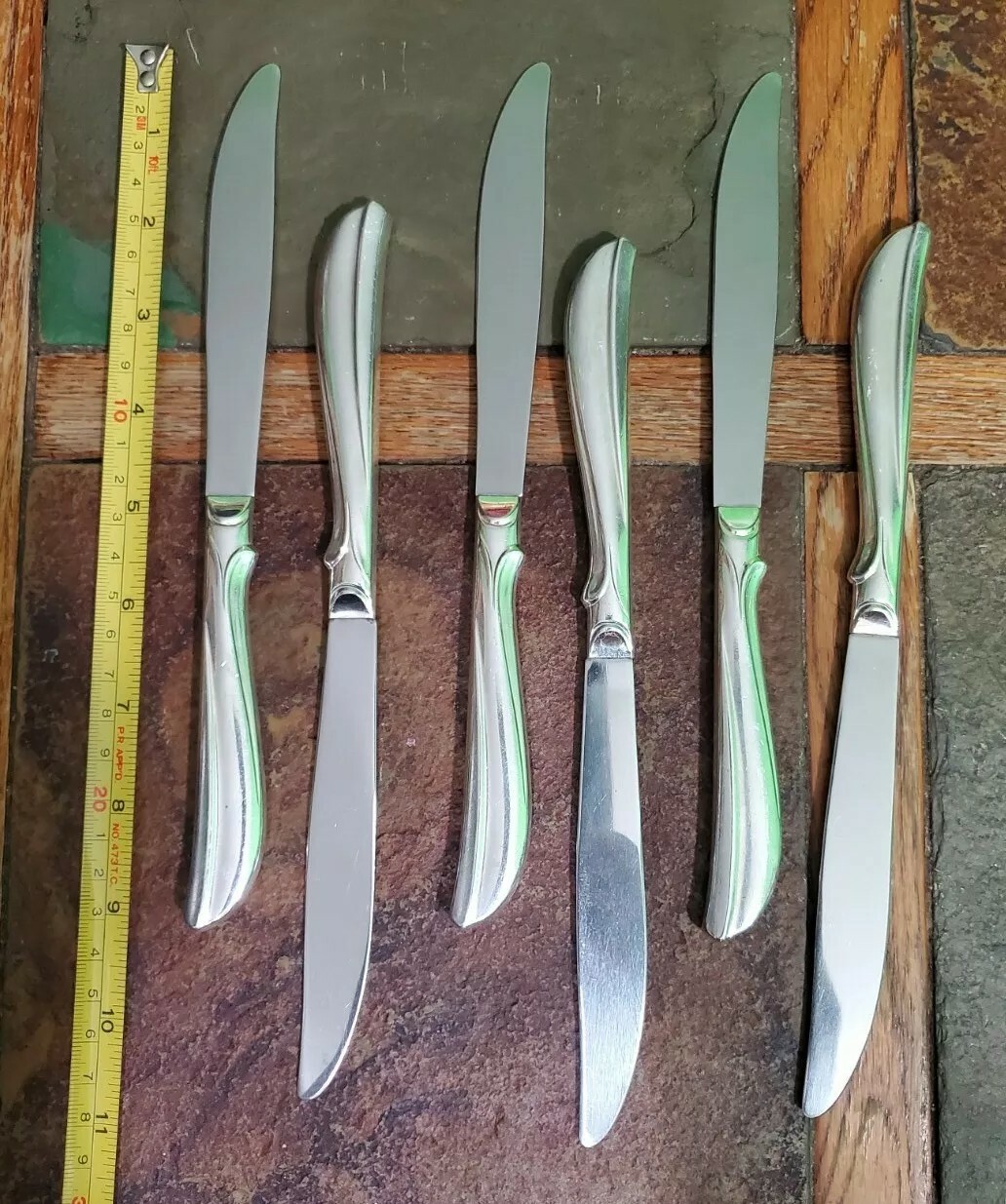 🔎LOT OF 6 NICE MID CENTURY c1958 RADIANCE MODERN HOLLOW DINNER 🍽 KNIVES