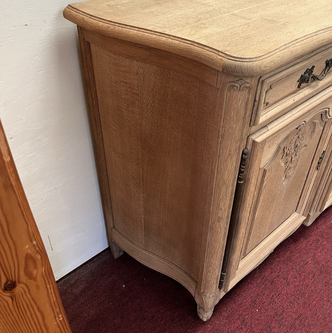Antique Bleached French Provincial Oak Louis XV Sideboard Enfilade 79.5” x 21”
