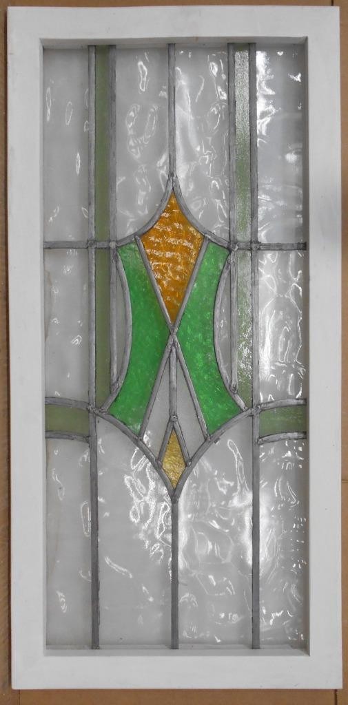 ABSTRACT LARGE OLD ENGLISH LEADED STAINED GLASS WINDOW 15″ X 31.25″