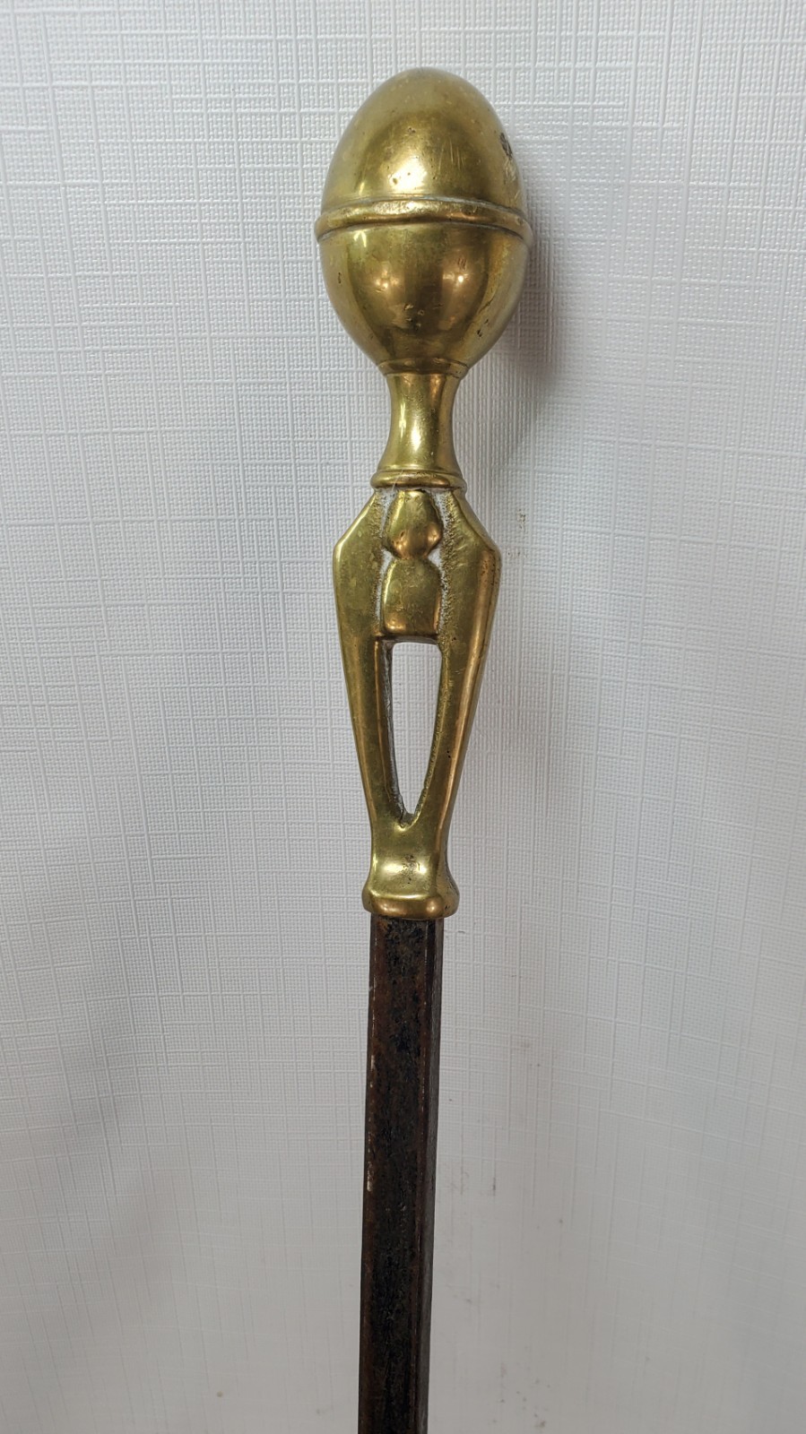 Toasting Fork Meat forged iron antique early 1800s primitive brass lemon top 34″