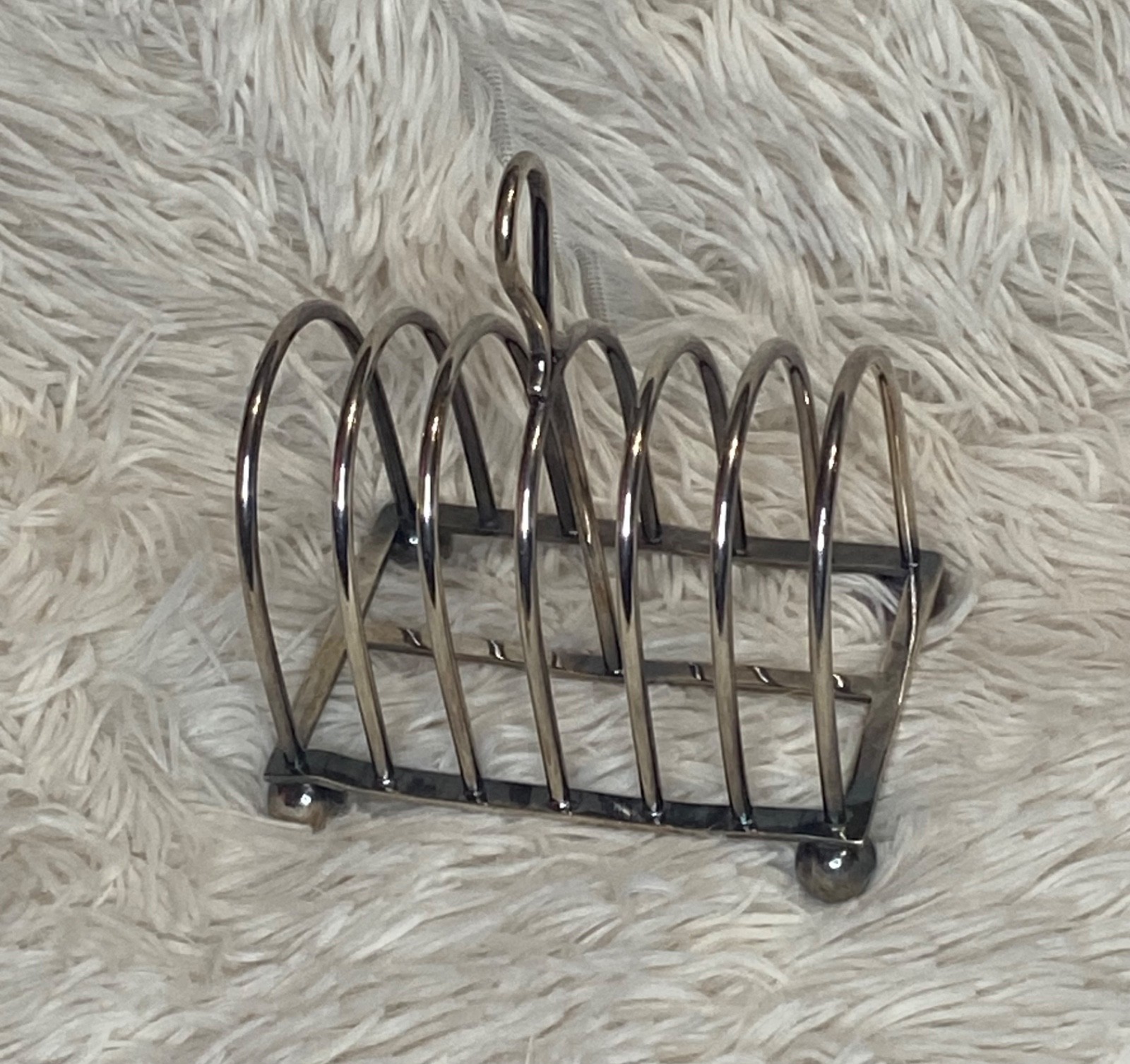 Antique Victorian Silver Plate TOAST RACK / Mail Holder 6-slot Sheffield