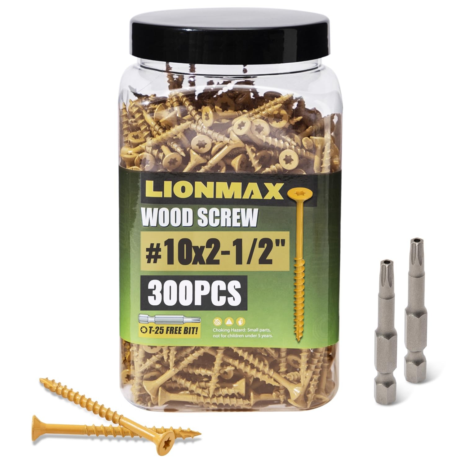 LIONMAX Deck Screws 2-1/2 Inch, Wood #10 x 2-1/2″, x Tan