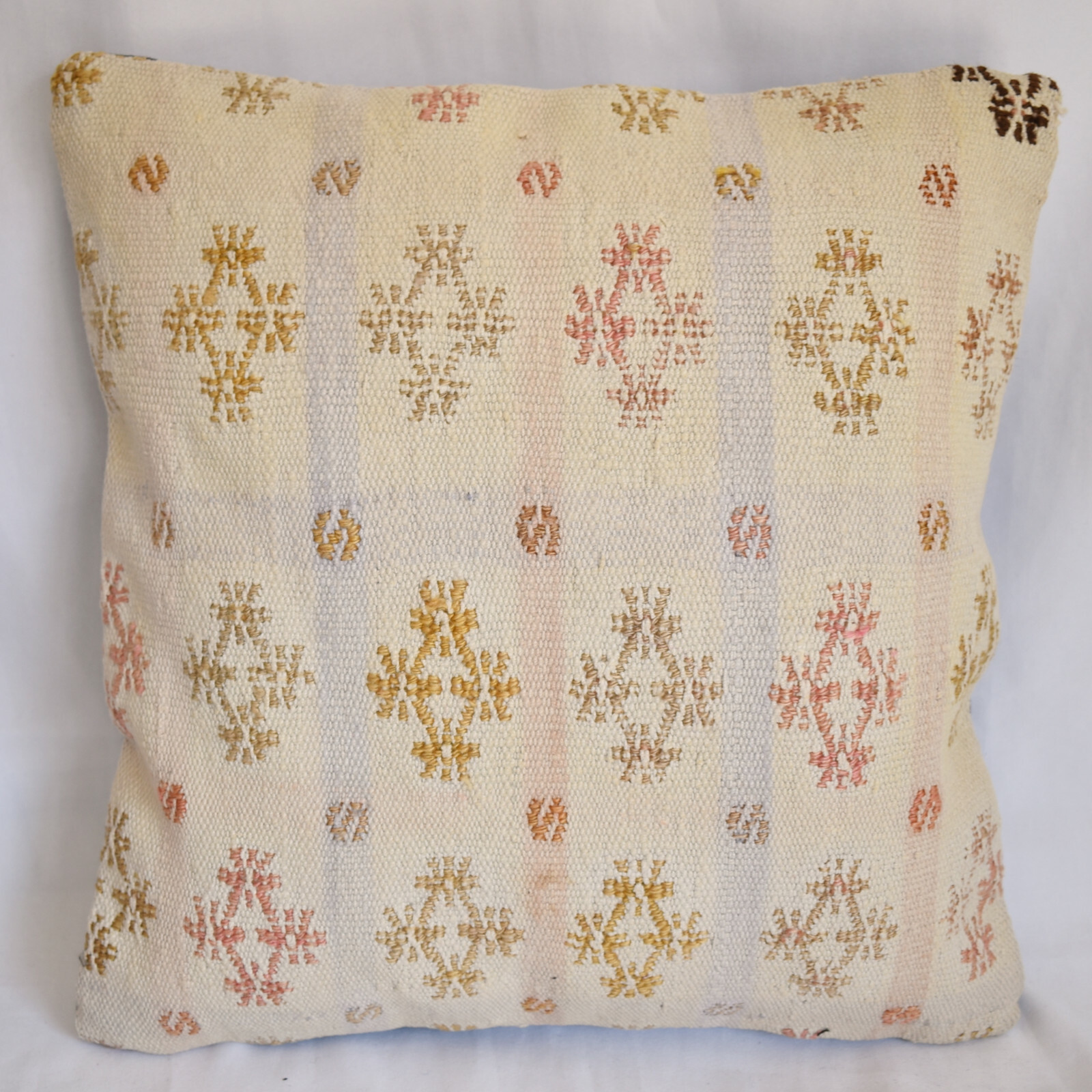 Turkish Kilim Rug Throw Pillow Cover Cushion Cover 16”x16” Nomad Vintage Kelim