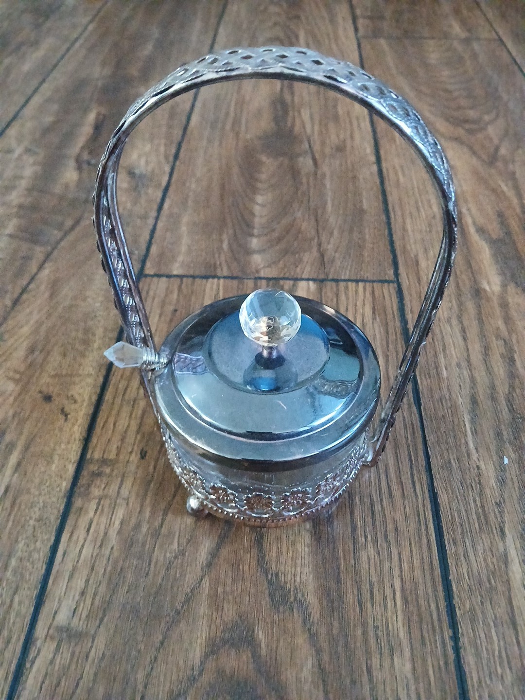 Sugar / Candy basket with glass insert Spoon