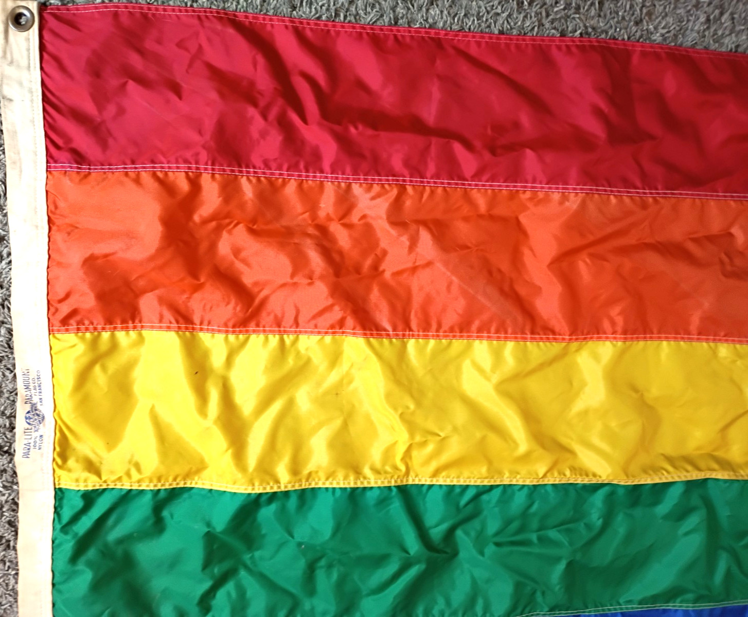 Vintage 1979 PARA-LITE PARAMOUNT FLAG CO RAINBOW PRIDE FLAG LGBT 3X5″ NYLON GAY