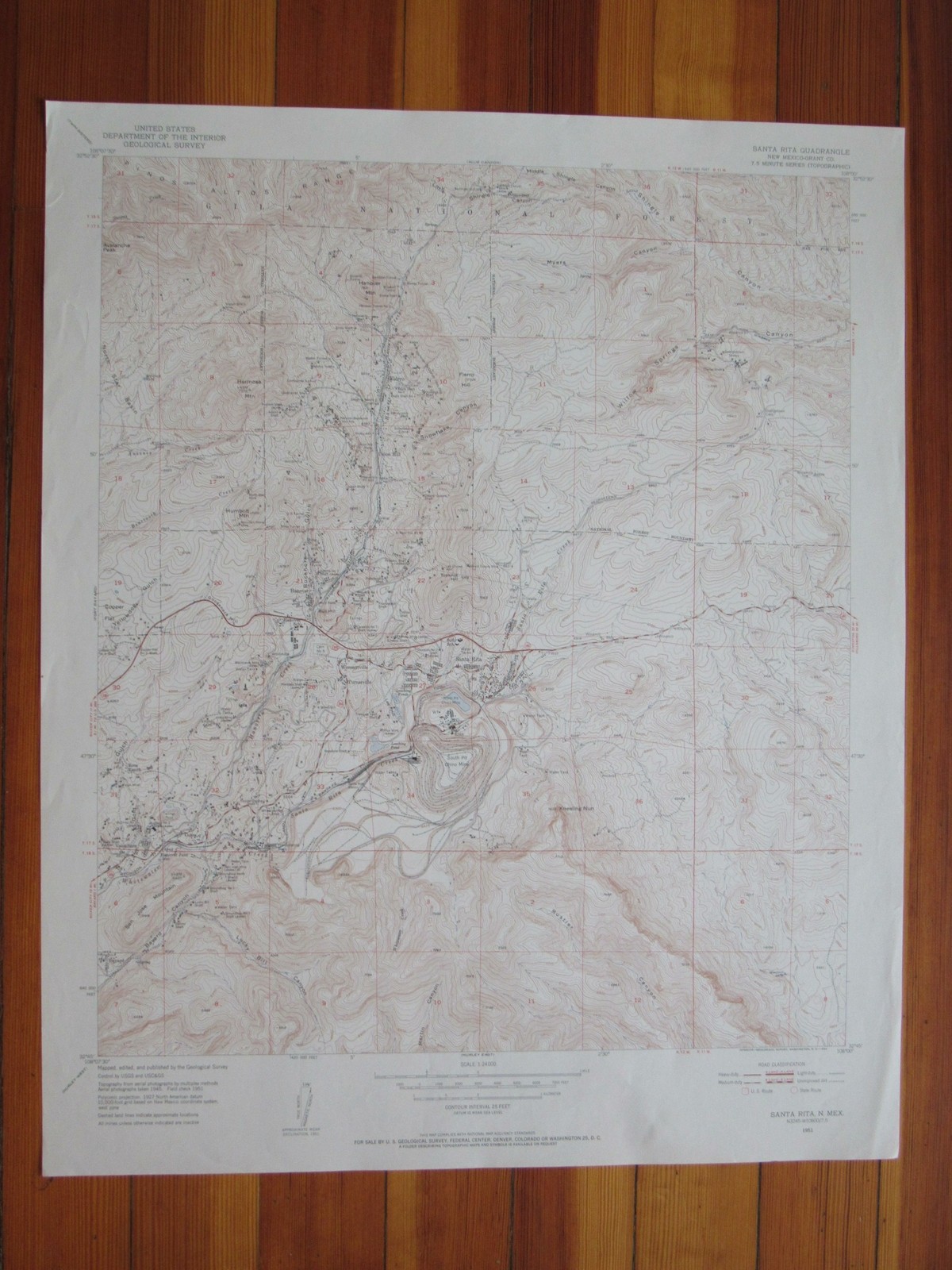 Santa Rita Mine New Mexico 1953 Original Vintage USGS Topo Map