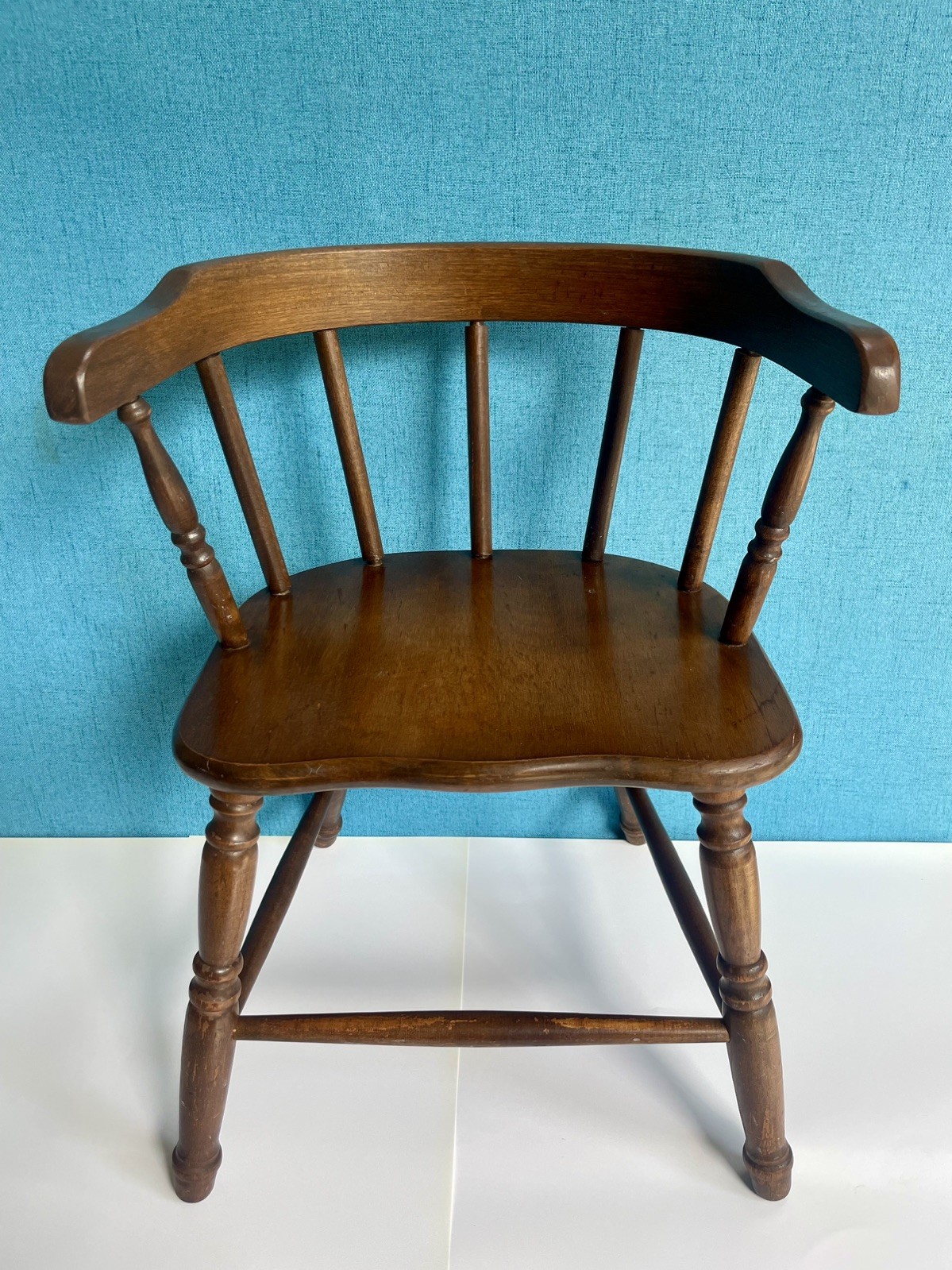 Vintage Windsor-Style Child’s Captain’s Wooden Chair 20.75″ Tall