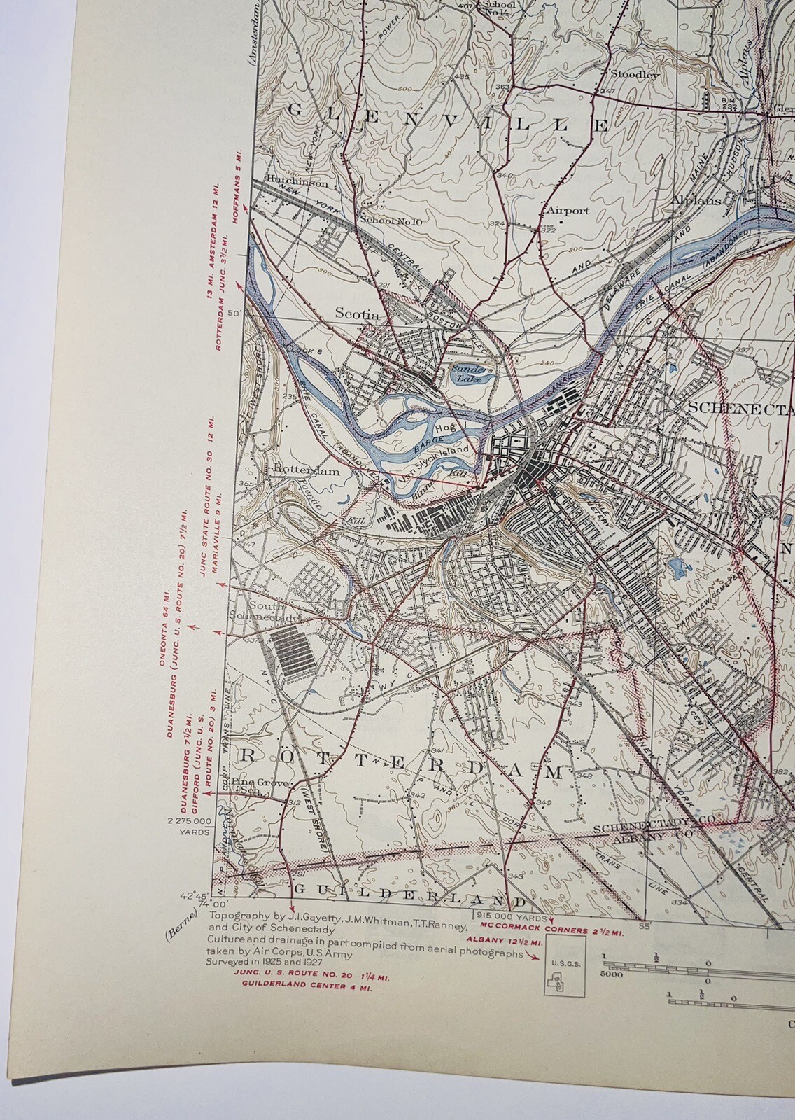 Schenectady NY Topography Map, Clifton Park, Niskayuna, Glenville, Mohawk River