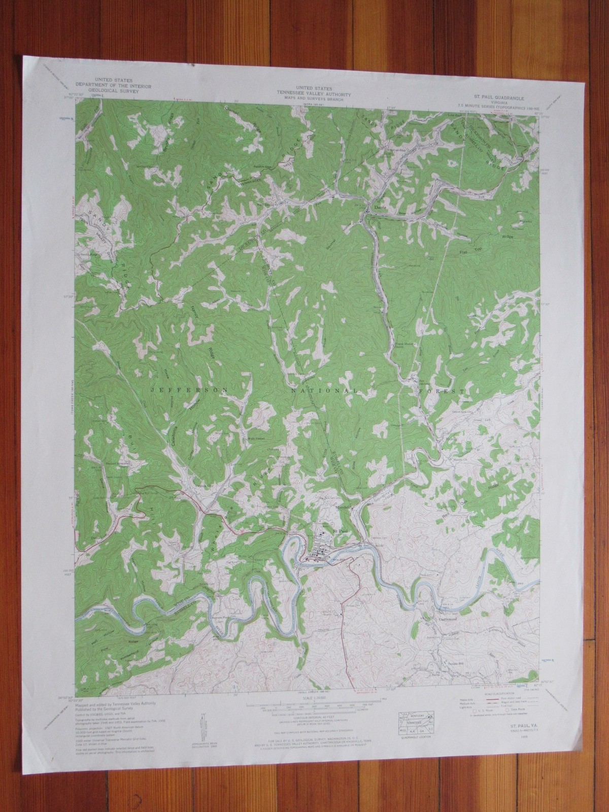 Saint Paul Virginia 1960 Original Vintage USGS Topo Map
