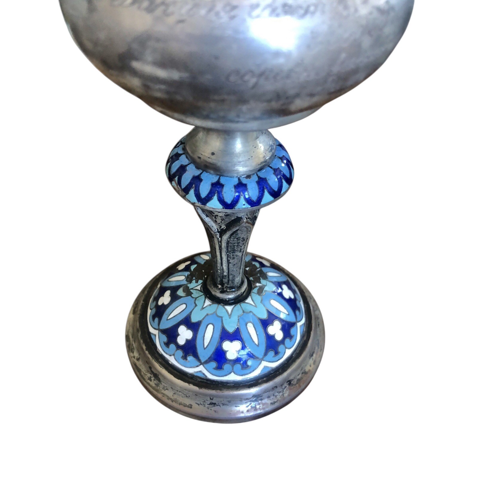 Antique Russian Presentation Goblet Challis Enameled Cloisonne Silver-plate