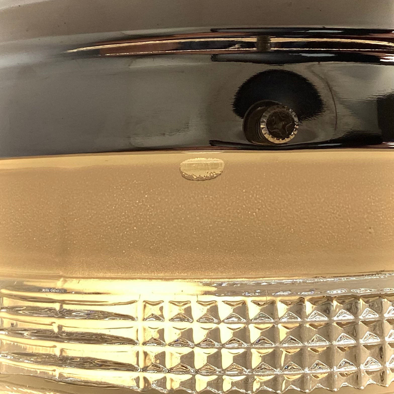 1940s Utility Deco Flush Mount Ceiling Light – Prism Glass, Chrome, UL