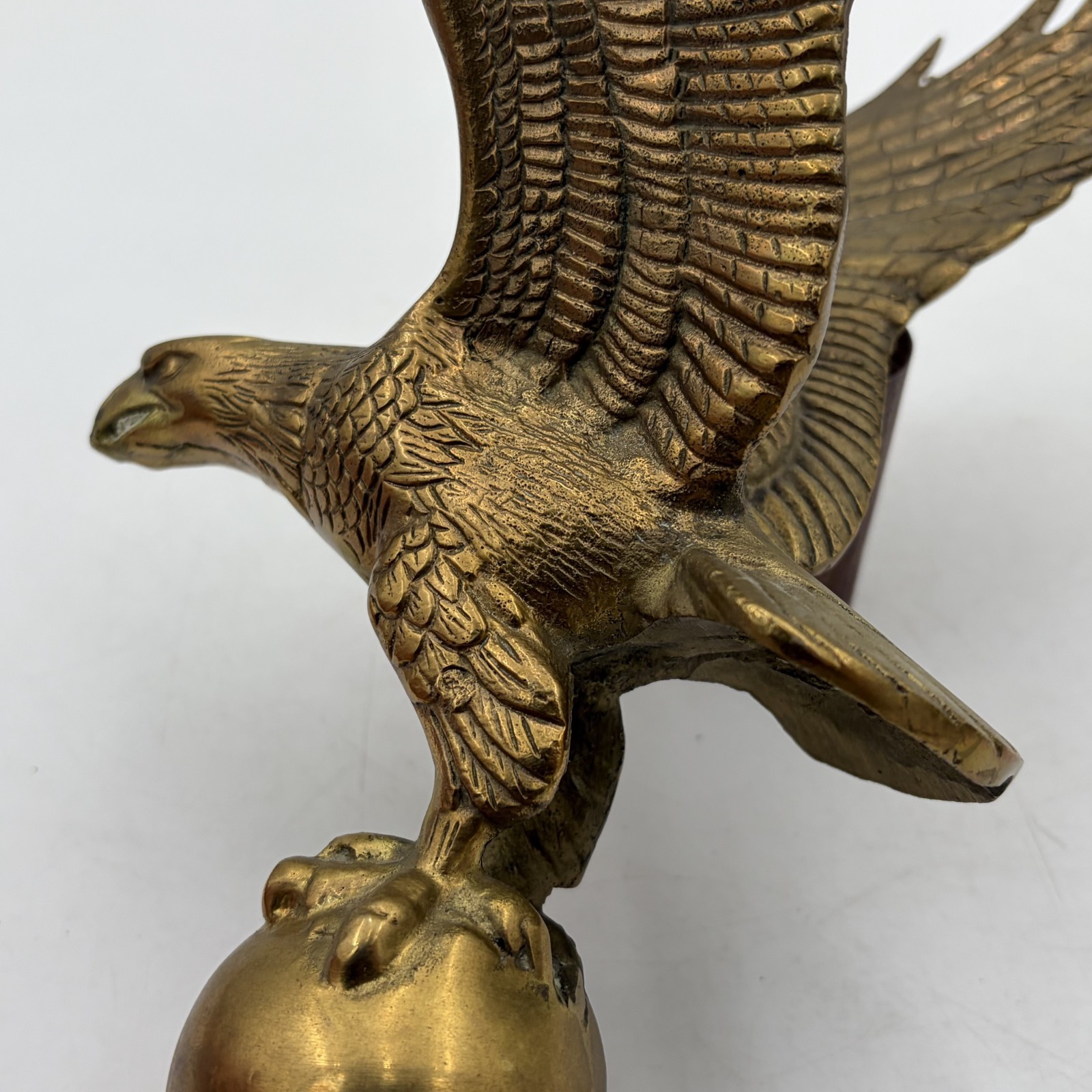 VTG 11″ American Eagle Flag Pole Topper Finial Americana USA Liberty Cast Metal