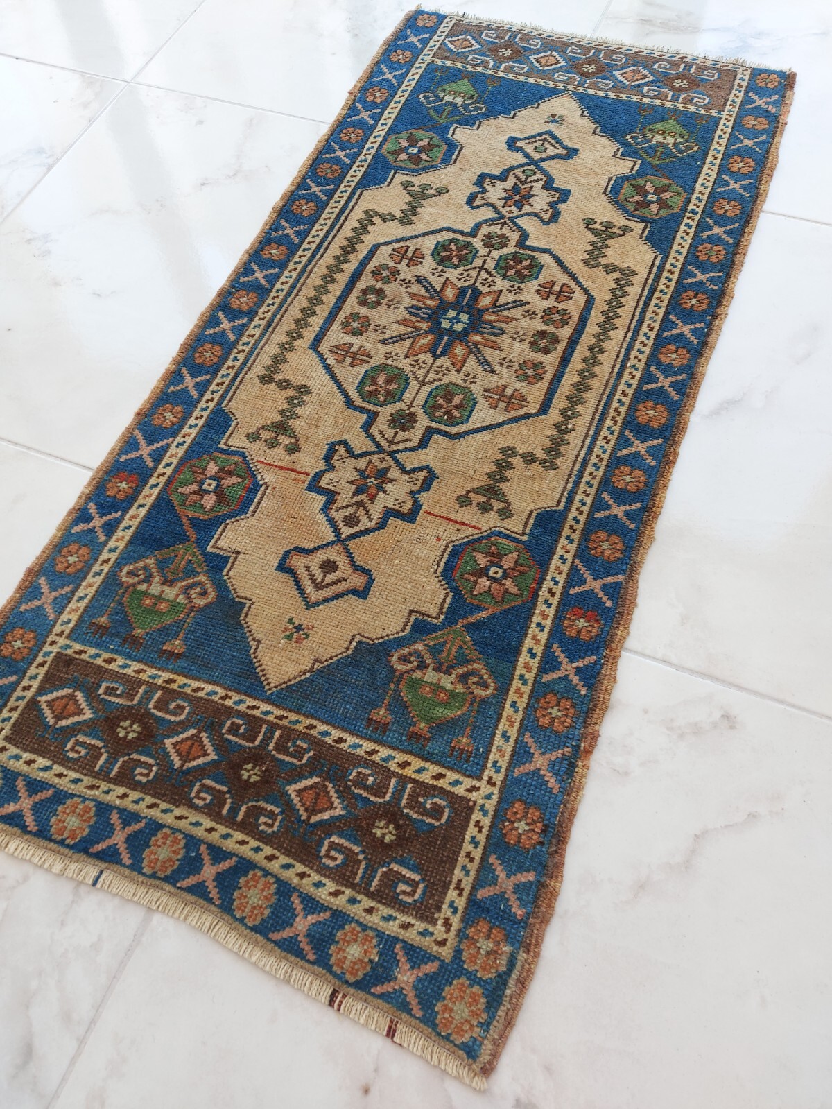 Medium Long Antique Prayer Rug, Handmade 100 Years Old Rug Luxury Decor Rug h