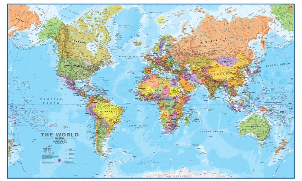 Giant World Map 46×80 – Mega Laminated Wall Map – 2026 Updated Geography Decor